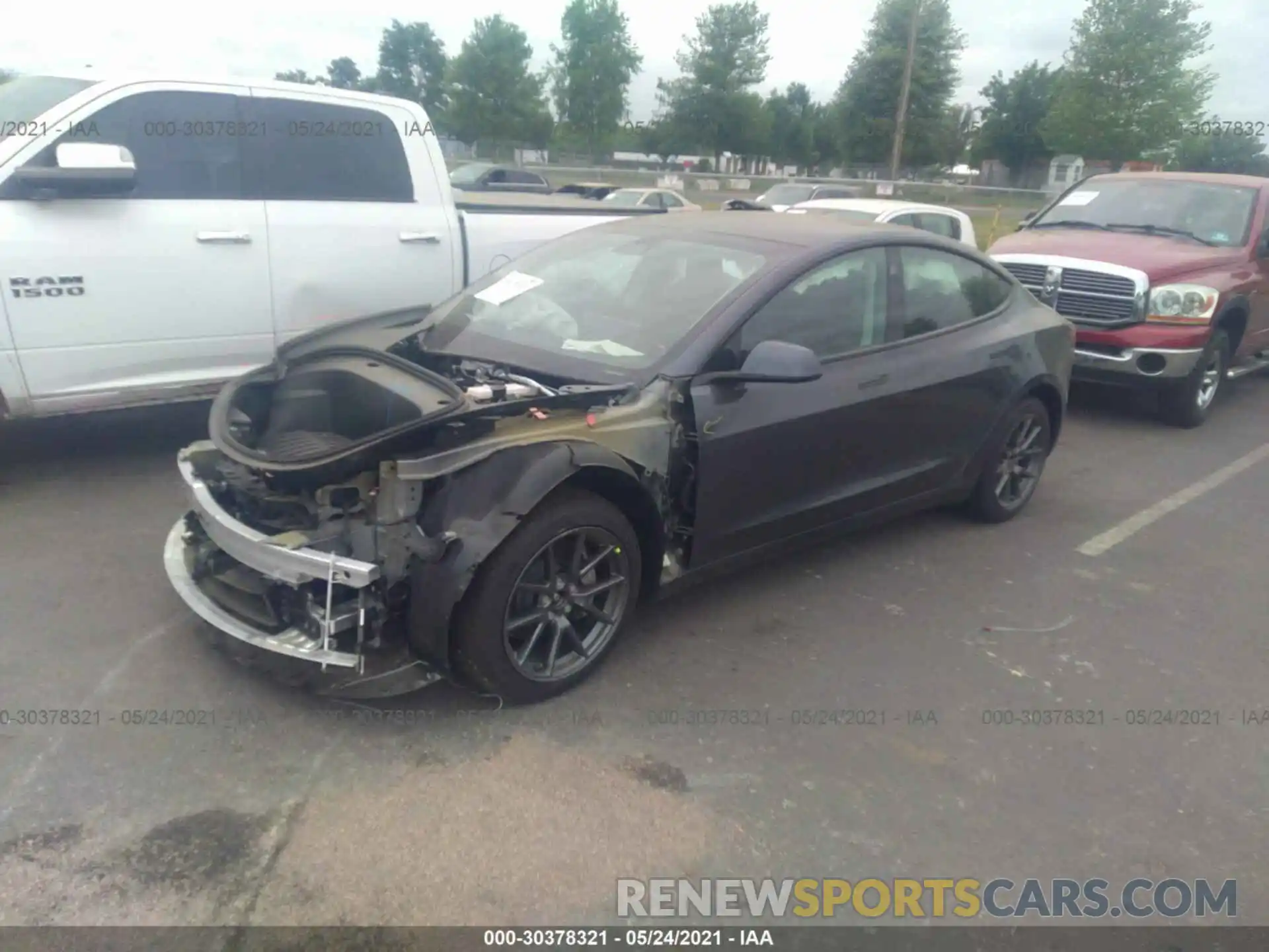 2 Photograph of a damaged car 5YJ3E1EB9MF919162 TESLA MODEL 3 2021