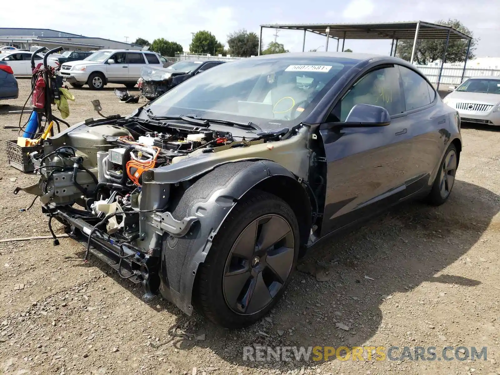 2 Photograph of a damaged car 5YJ3E1EB9MF930663 TESLA MODEL 3 2021