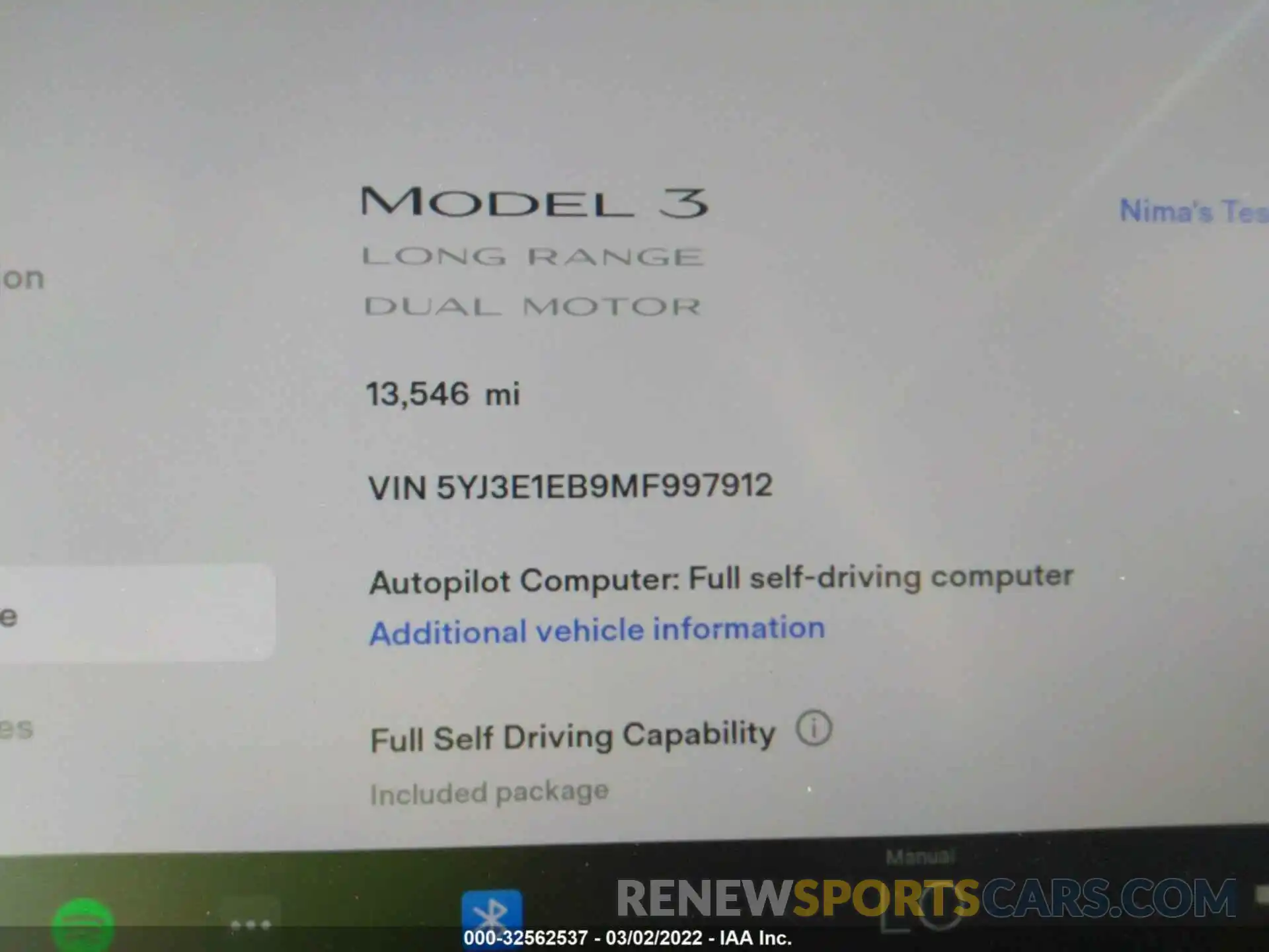 7 Фотография поврежденного автомобиля 5YJ3E1EB9MF997912 TESLA MODEL 3 2021