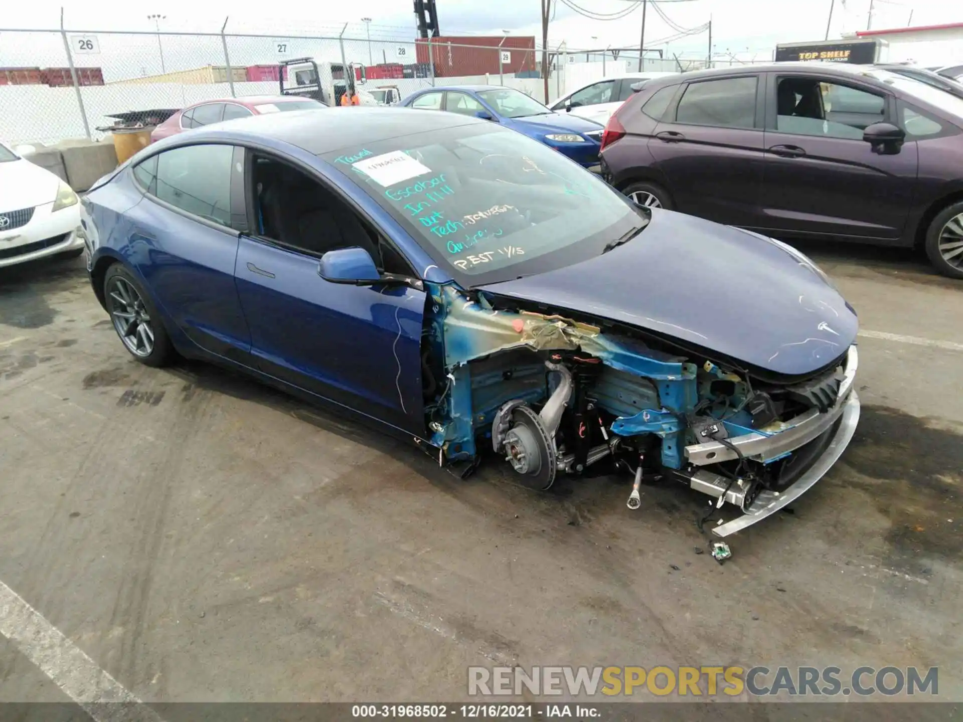 1 Photograph of a damaged car 5YJ3E1EBXMF003610 TESLA MODEL 3 2021