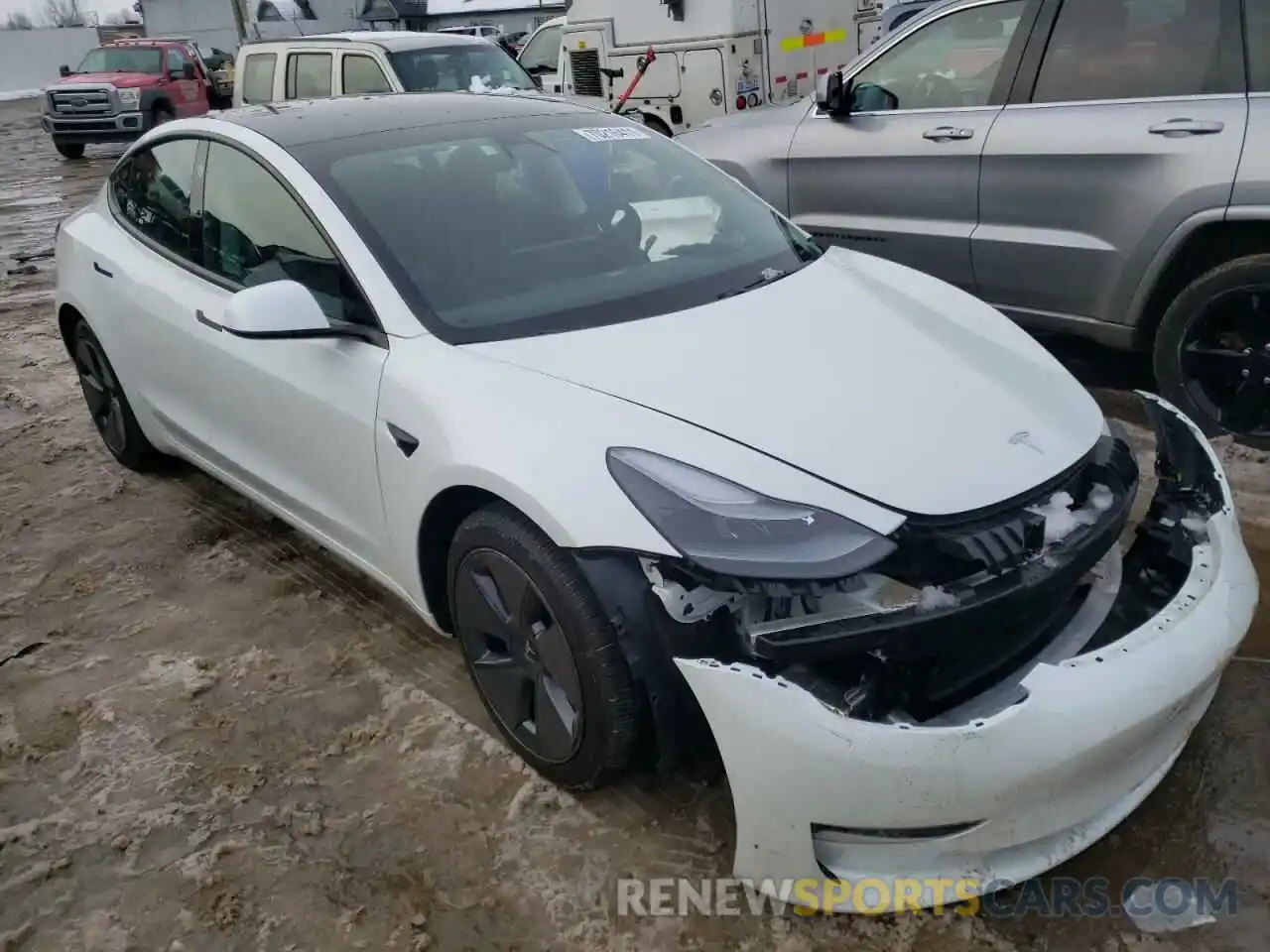 1 Photograph of a damaged car 5YJ3E1EBXMF019564 TESLA MODEL 3 2021