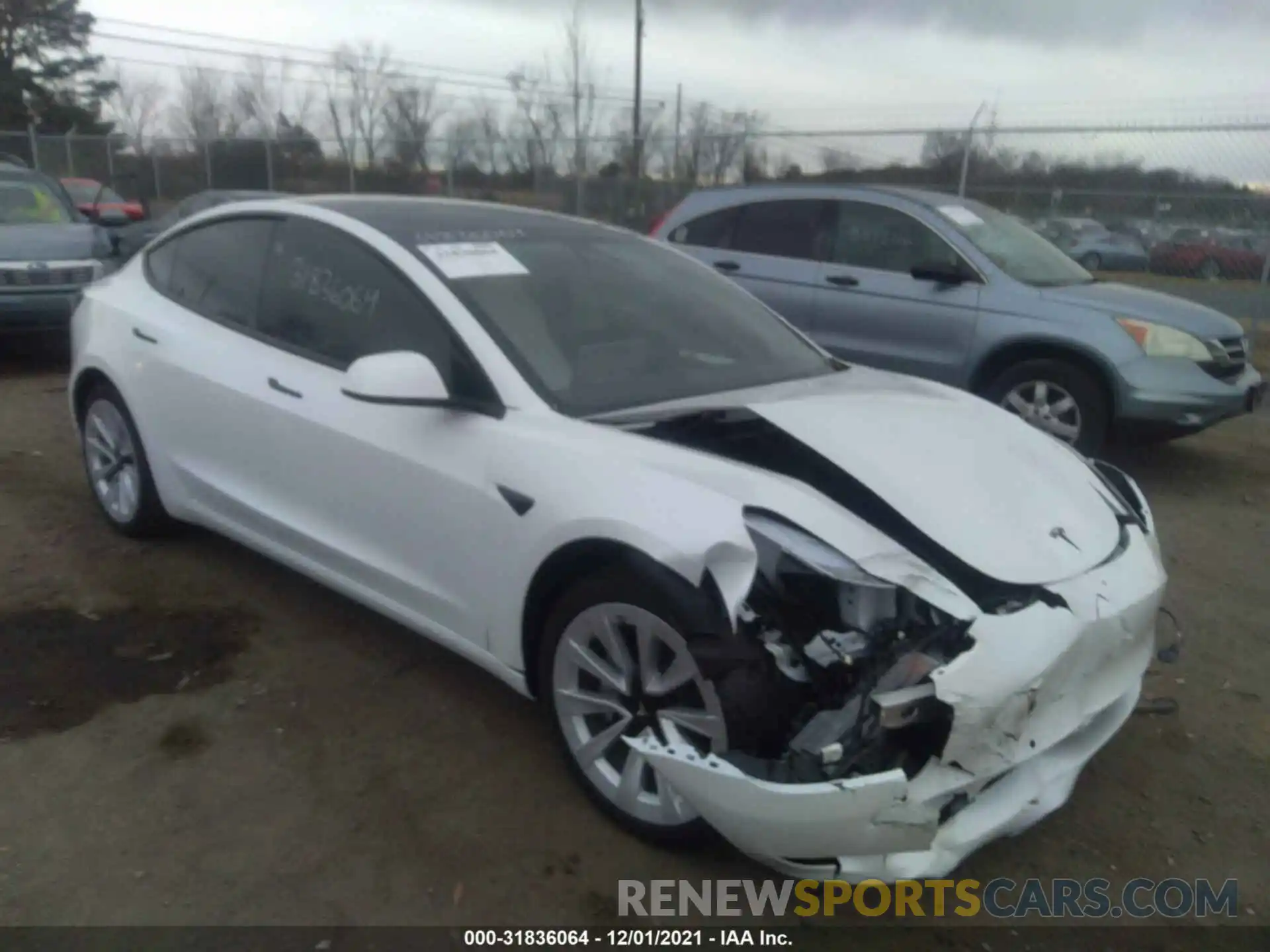 1 Photograph of a damaged car 5YJ3E1EBXMF038048 TESLA MODEL 3 2021