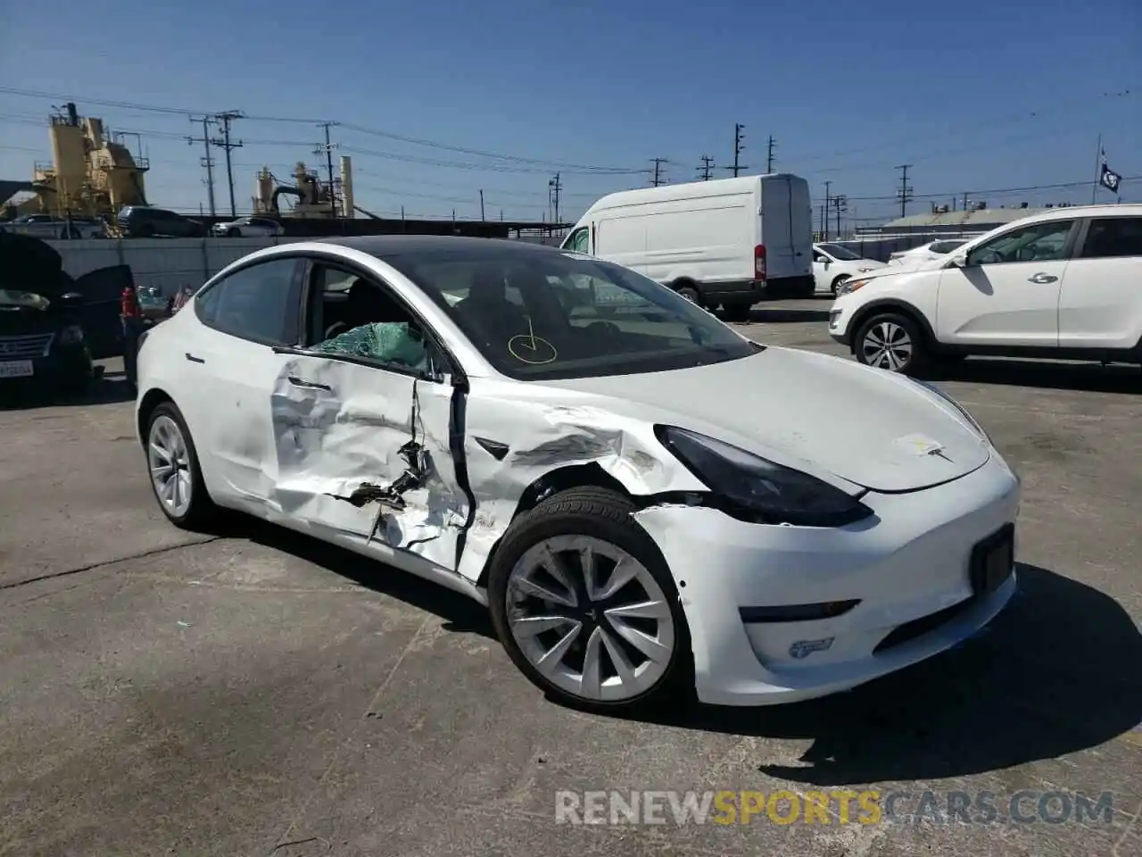 1 Photograph of a damaged car 5YJ3E1EBXMF069770 TESLA MODEL 3 2021