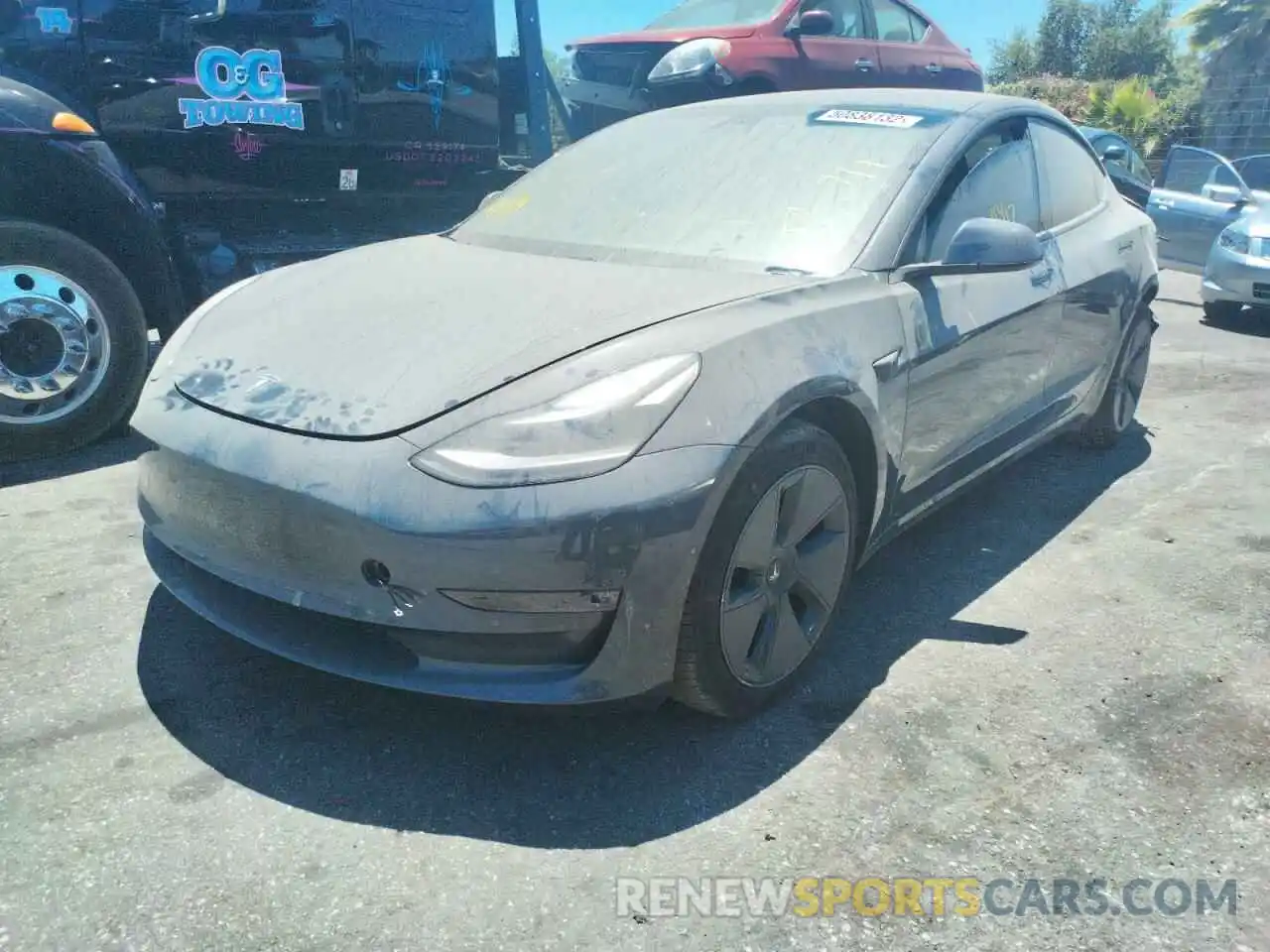 2 Photograph of a damaged car 5YJ3E1EBXMF070899 TESLA MODEL 3 2021