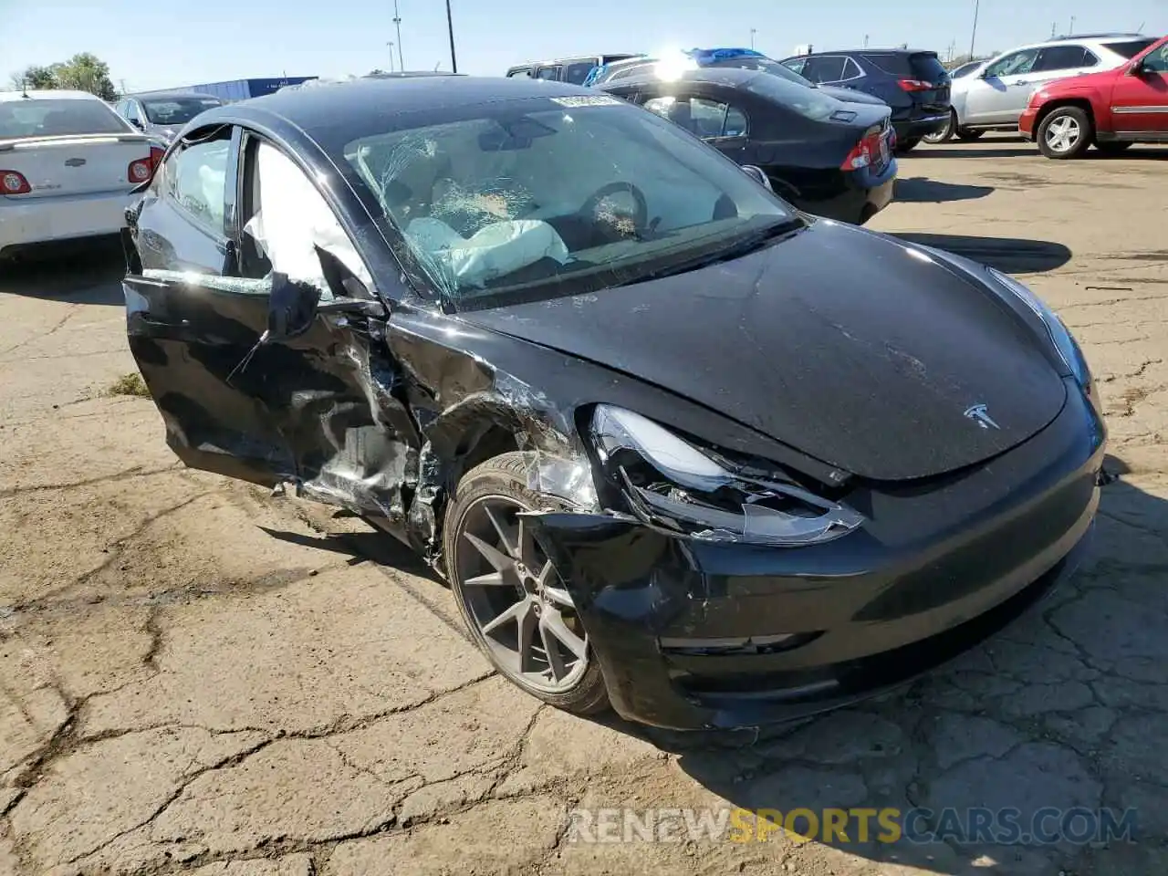 1 Photograph of a damaged car 5YJ3E1EBXMF079537 TESLA MODEL 3 2021