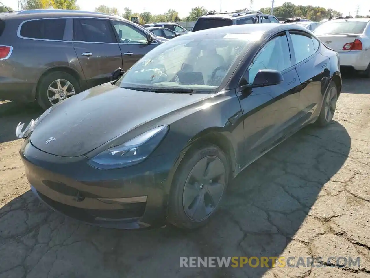 2 Photograph of a damaged car 5YJ3E1EBXMF079537 TESLA MODEL 3 2021