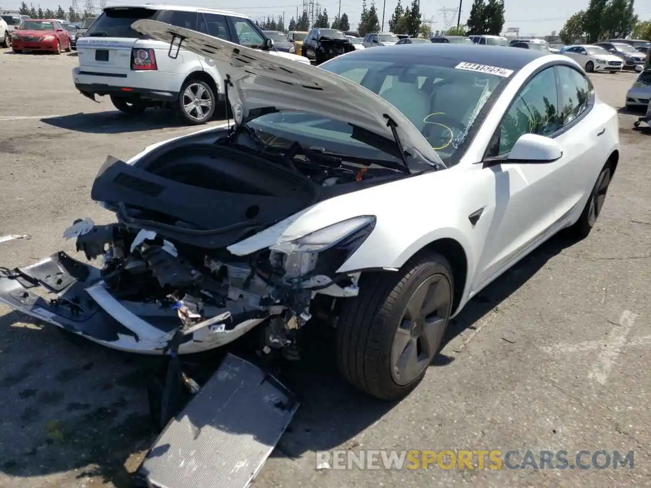 2 Photograph of a damaged car 5YJ3E1EBXMF084639 TESLA MODEL 3 2021