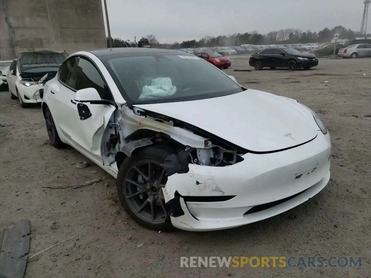 1 Photograph of a damaged car 5YJ3E1EBXMF837036 TESLA MODEL 3 2021