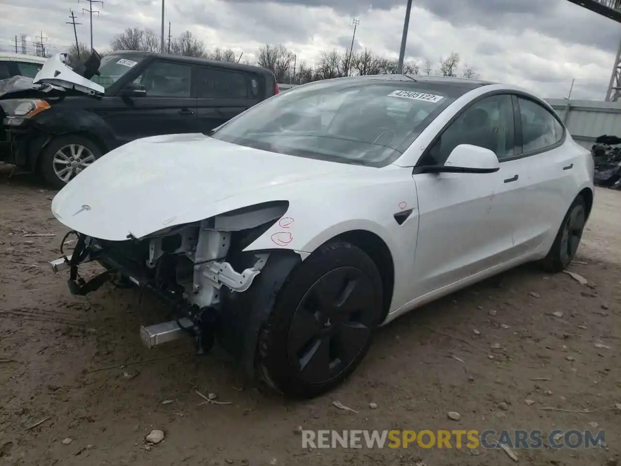 2 Photograph of a damaged car 5YJ3E1EBXMF862213 TESLA MODEL 3 2021