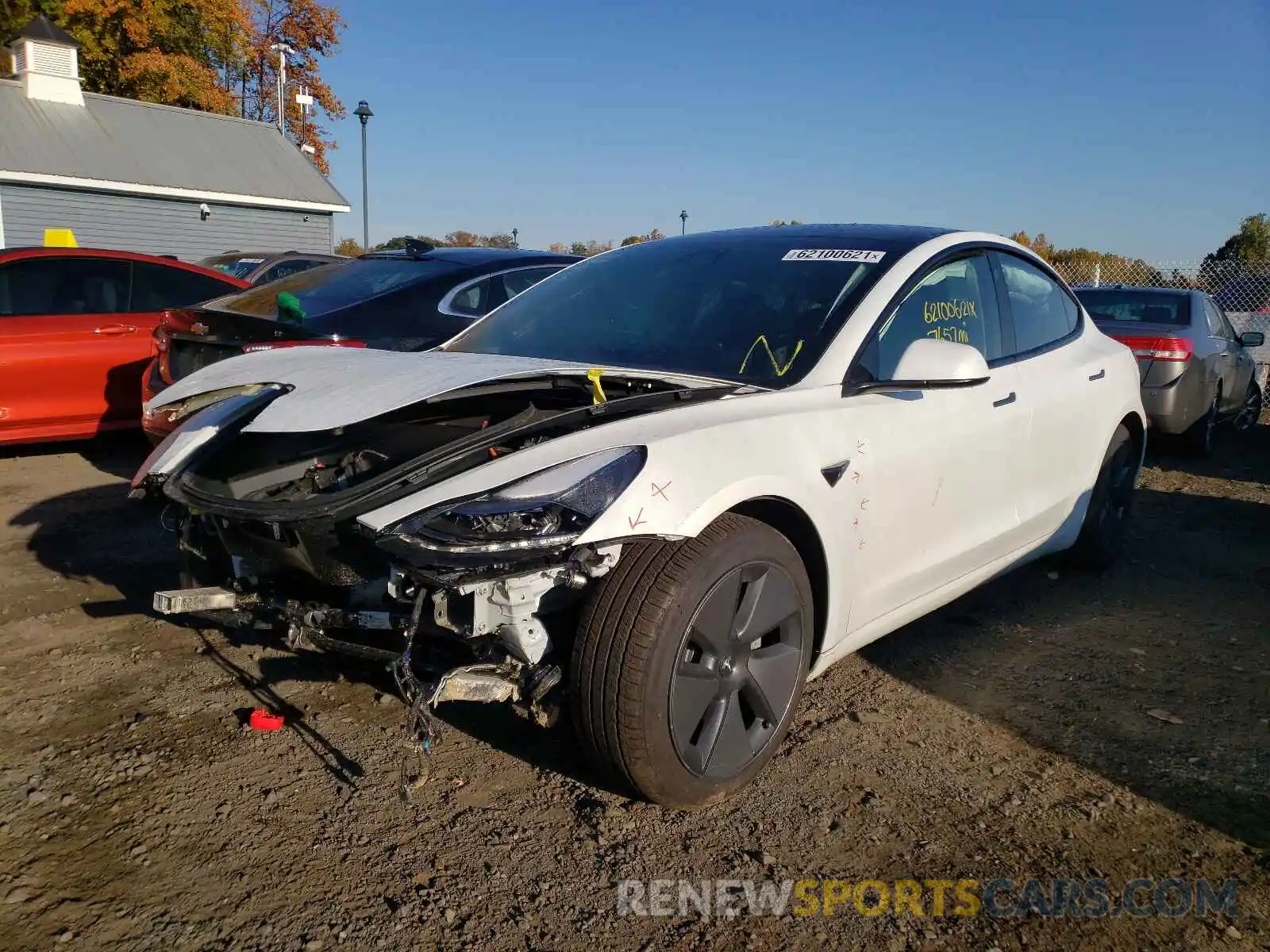 2 Photograph of a damaged car 5YJ3E1EBXMF901995 TESLA MODEL 3 2021