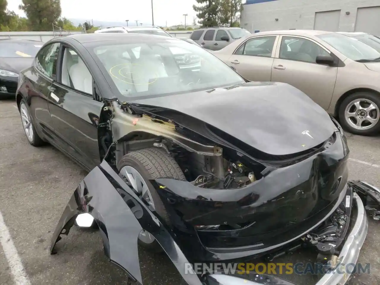 1 Photograph of a damaged car 5YJ3E1EBXMF936004 TESLA MODEL 3 2021