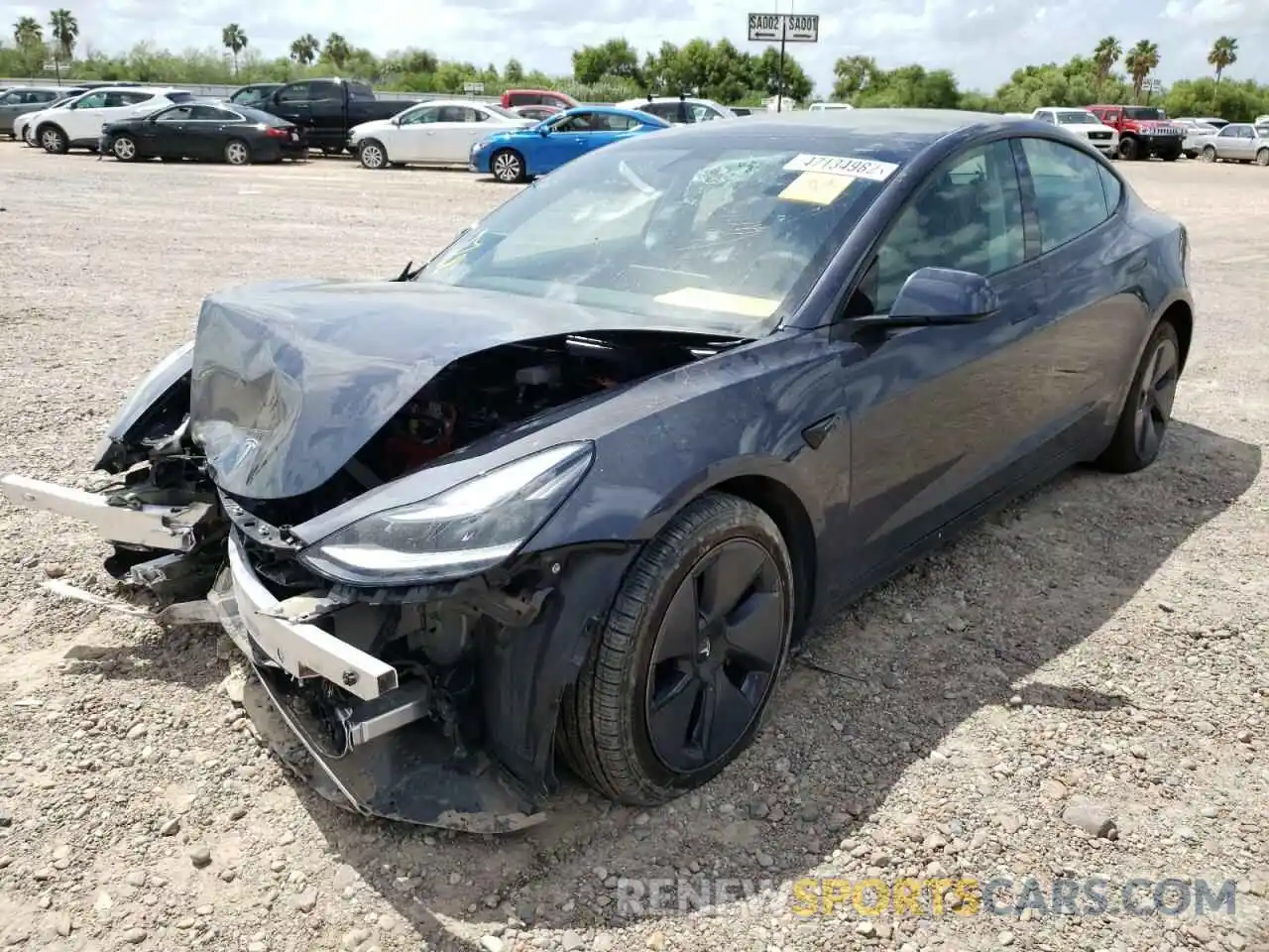 2 Photograph of a damaged car 5YJ3E1EBXMF974610 TESLA MODEL 3 2021