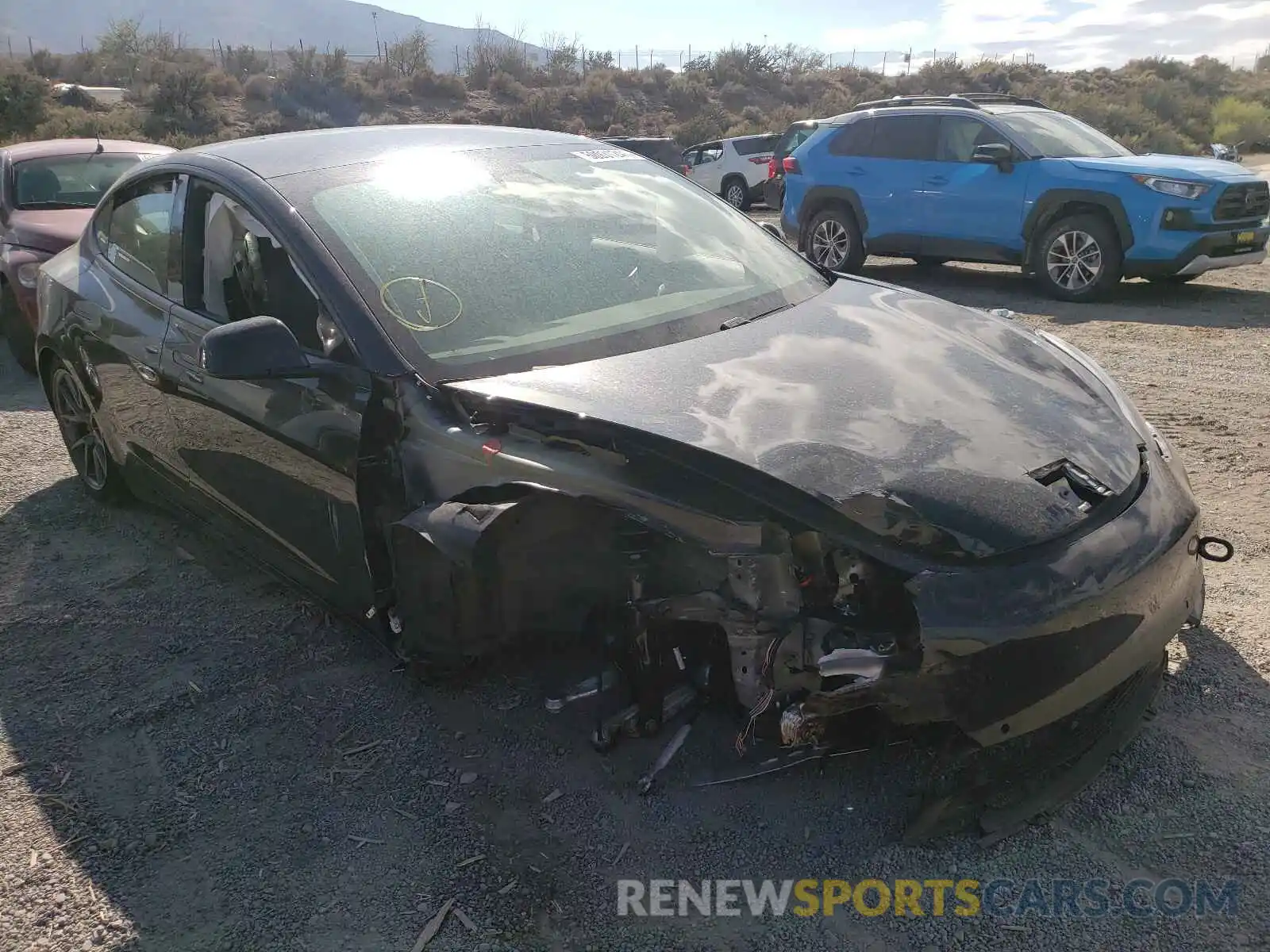 1 Photograph of a damaged car 5YJ3E1EBXMF998759 TESLA MODEL 3 2021