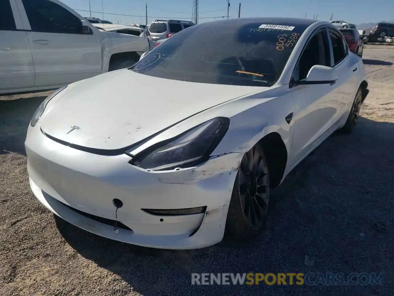 2 Photograph of a damaged car 5YJ3E1EC0MF001597 TESLA MODEL 3 2021