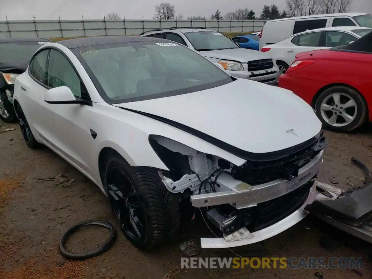 1 Photograph of a damaged car 5YJ3E1EC0MF082522 TESLA MODEL 3 2021