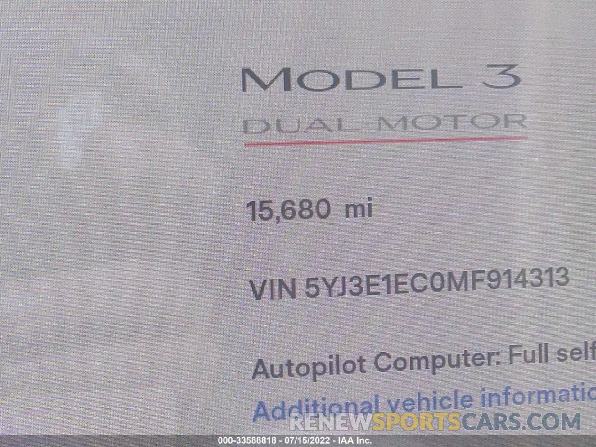 7 Фотография поврежденного автомобиля 5YJ3E1EC0MF914313 TESLA MODEL 3 2021