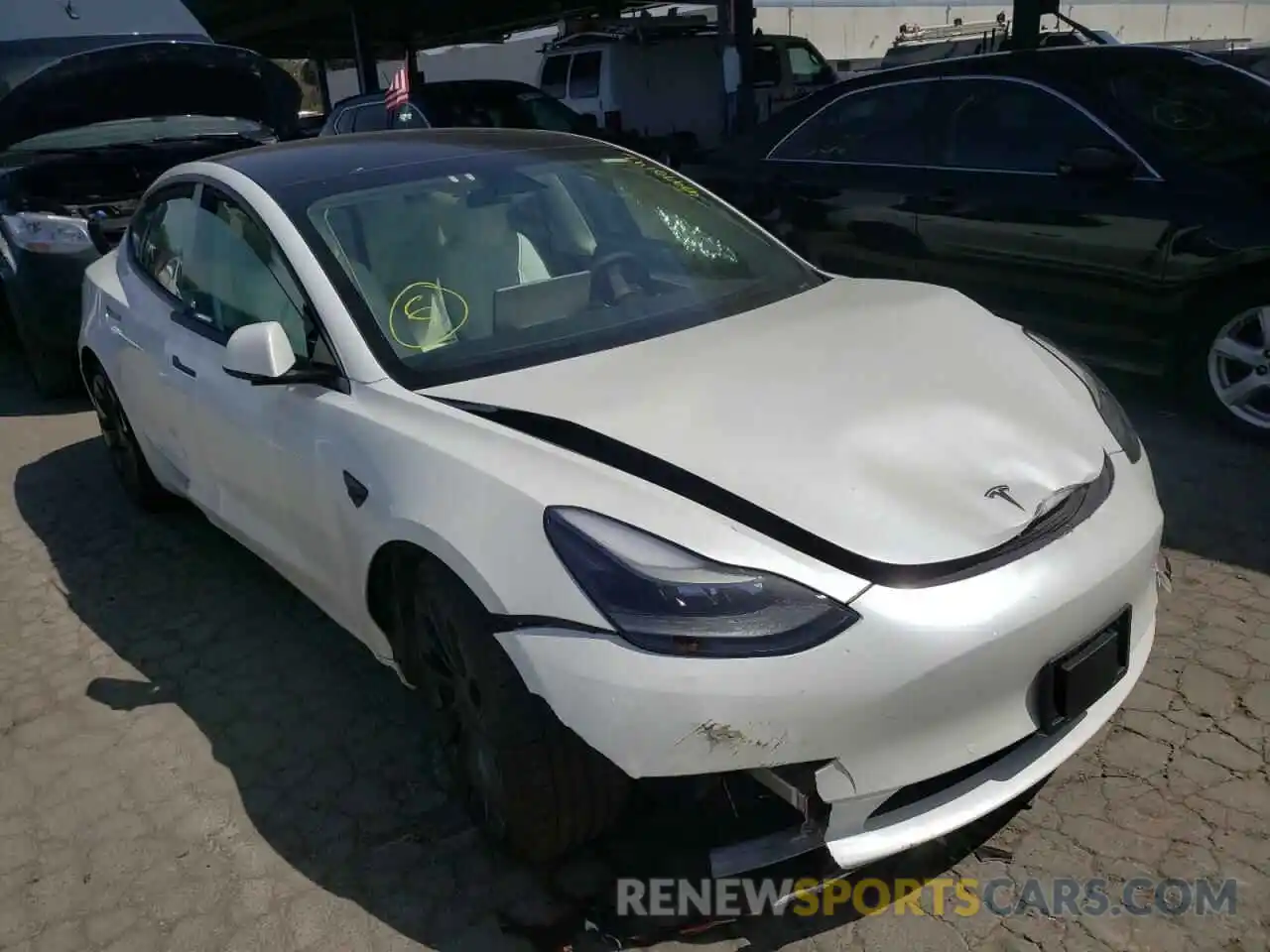 1 Photograph of a damaged car 5YJ3E1EC1MF000734 TESLA MODEL 3 2021