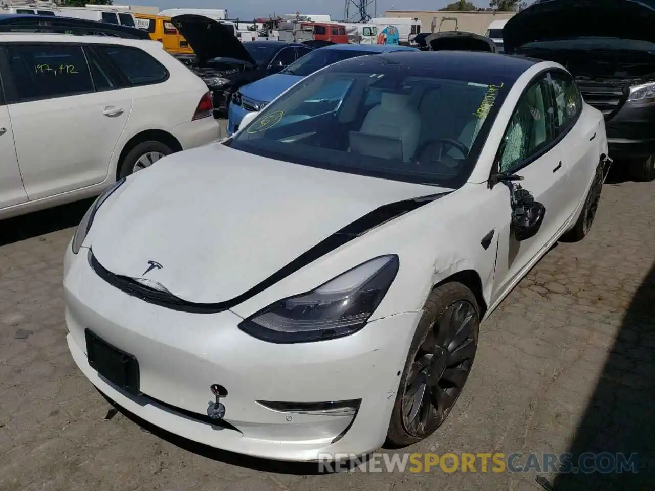 2 Photograph of a damaged car 5YJ3E1EC1MF000734 TESLA MODEL 3 2021