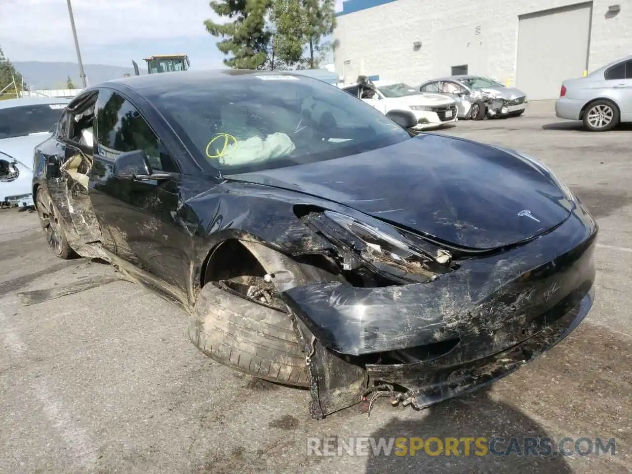 1 Photograph of a damaged car 5YJ3E1EC1MF078978 TESLA MODEL 3 2021