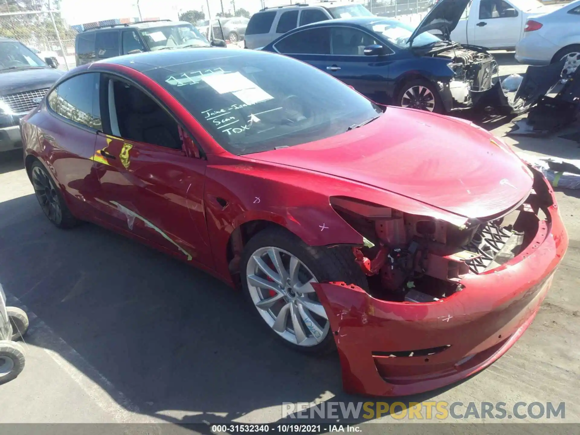 1 Photograph of a damaged car 5YJ3E1EC1MF947949 TESLA MODEL 3 2021