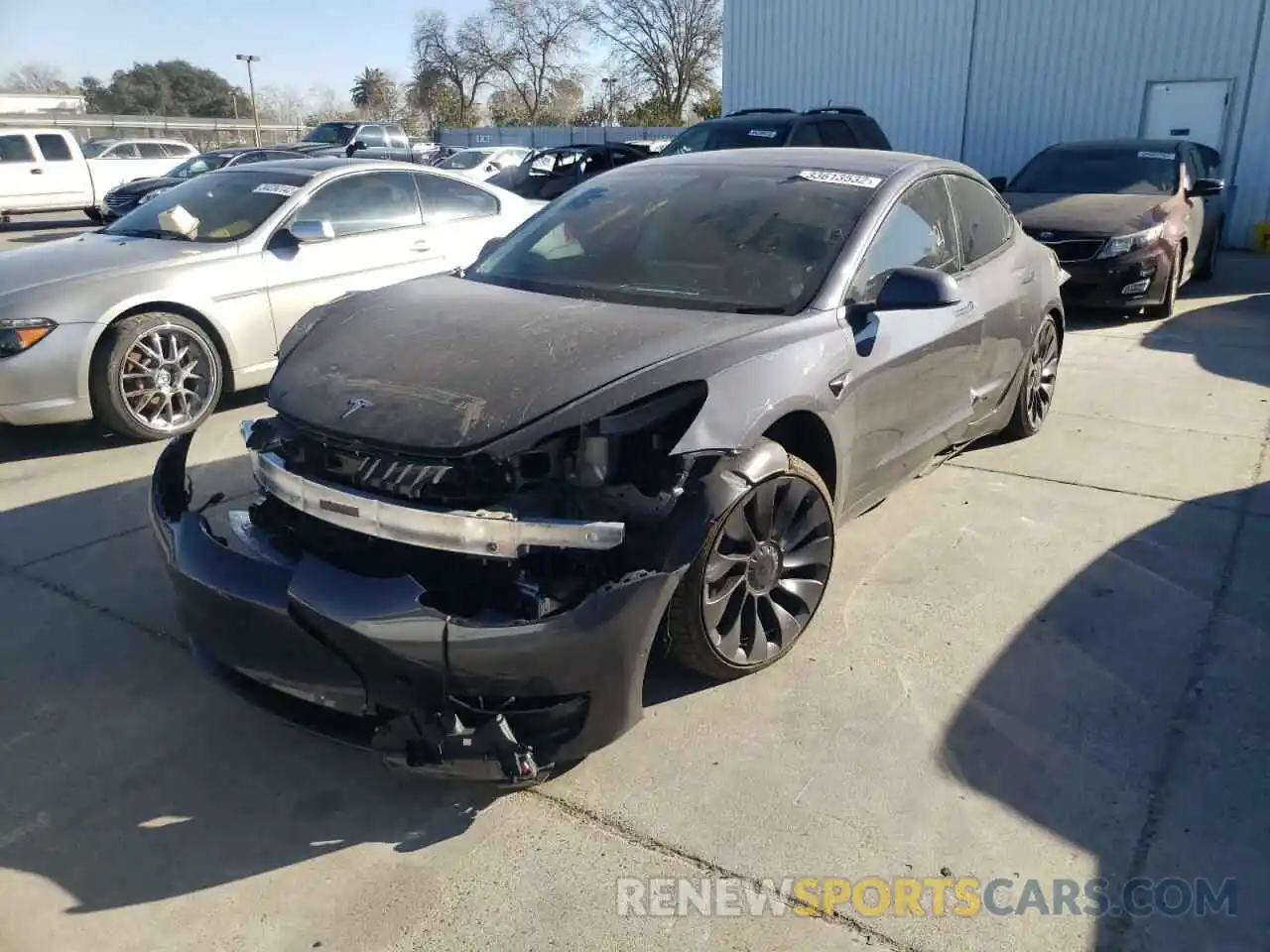 2 Photograph of a damaged car 5YJ3E1EC2MF001665 TESLA MODEL 3 2021