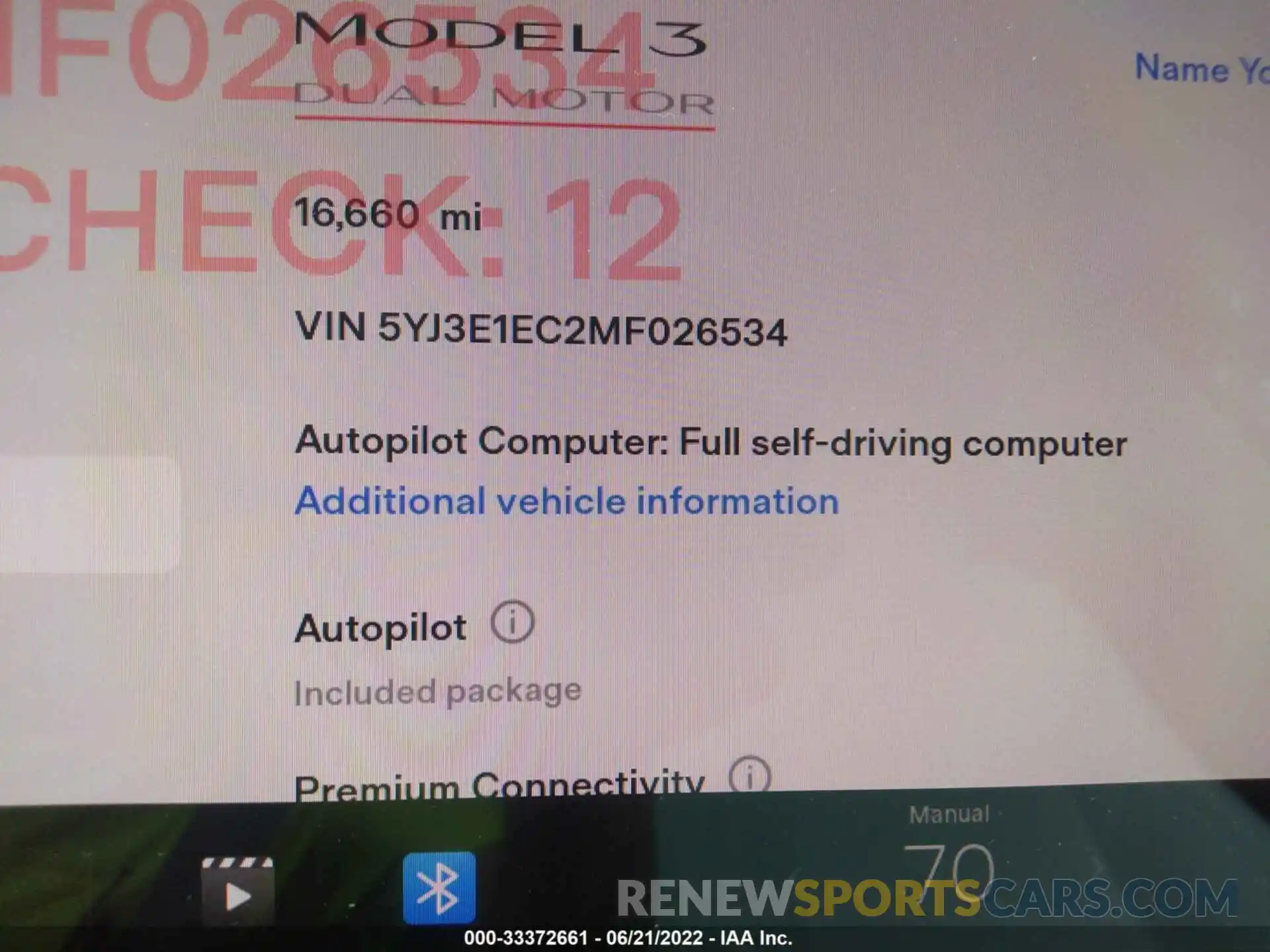 9 Фотография поврежденного автомобиля 5YJ3E1EC2MF026534 TESLA MODEL 3 2021