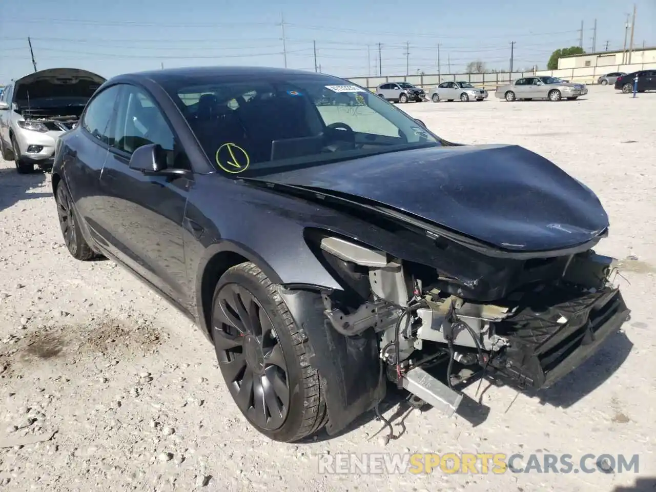 1 Photograph of a damaged car 5YJ3E1EC2MF037761 TESLA MODEL 3 2021