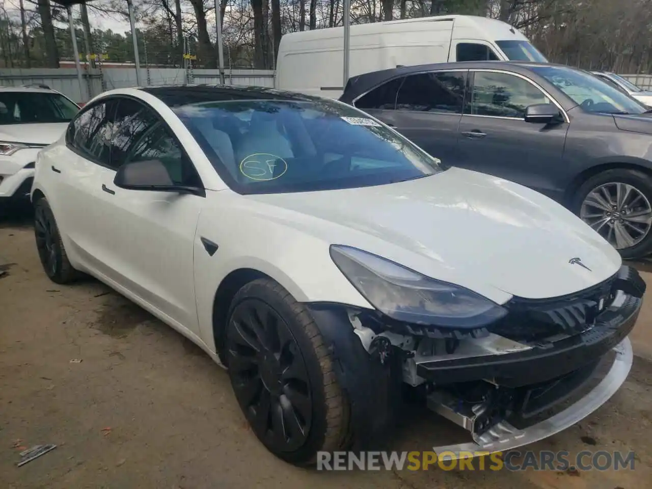 1 Photograph of a damaged car 5YJ3E1EC2MF980927 TESLA MODEL 3 2021