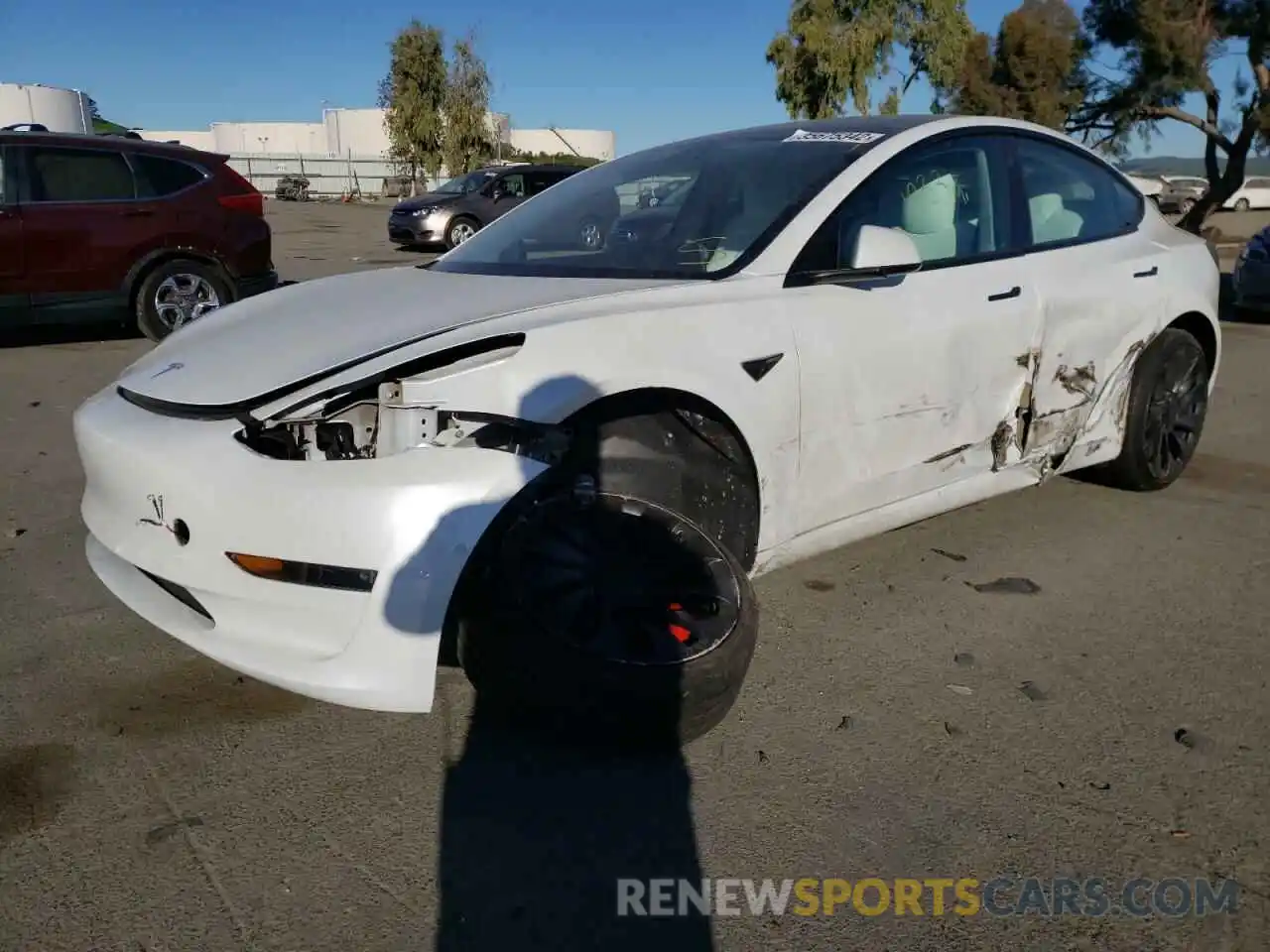 2 Photograph of a damaged car 5YJ3E1EC3MF020225 TESLA MODEL 3 2021