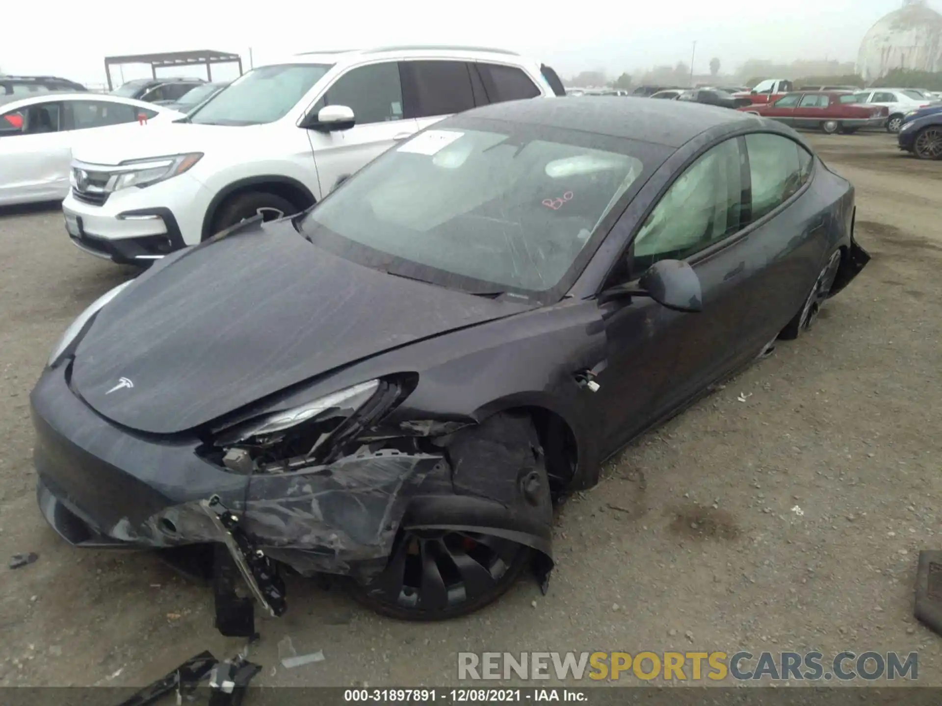 2 Photograph of a damaged car 5YJ3E1EC3MF073975 TESLA MODEL 3 2021