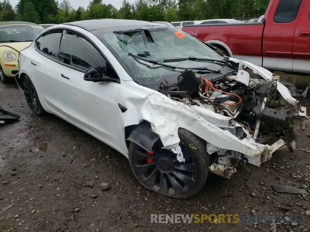 1 Photograph of a damaged car 5YJ3E1EC3MF876270 TESLA MODEL 3 2021