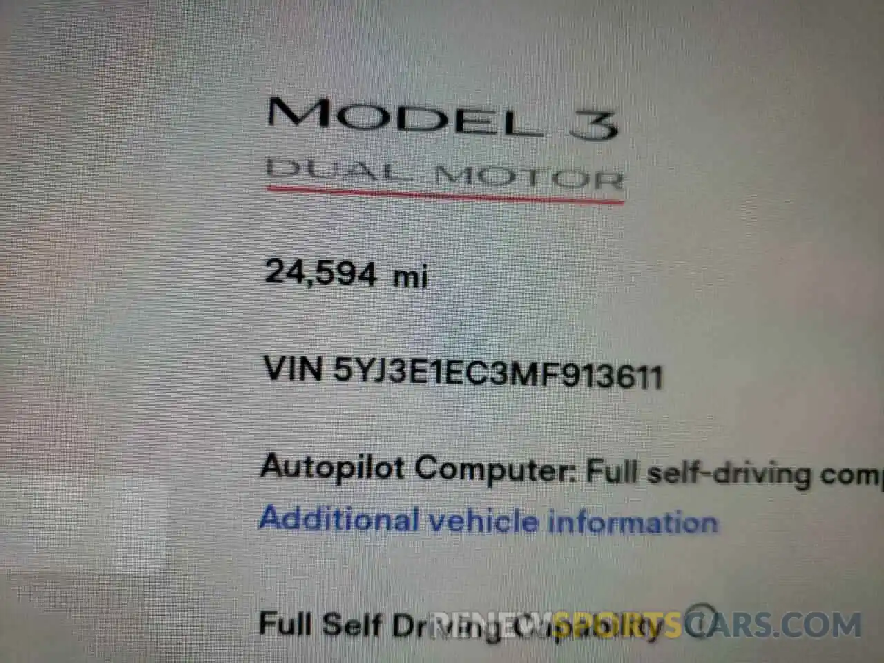 8 Photograph of a damaged car 5YJ3E1EC3MF913611 TESLA MODEL 3 2021