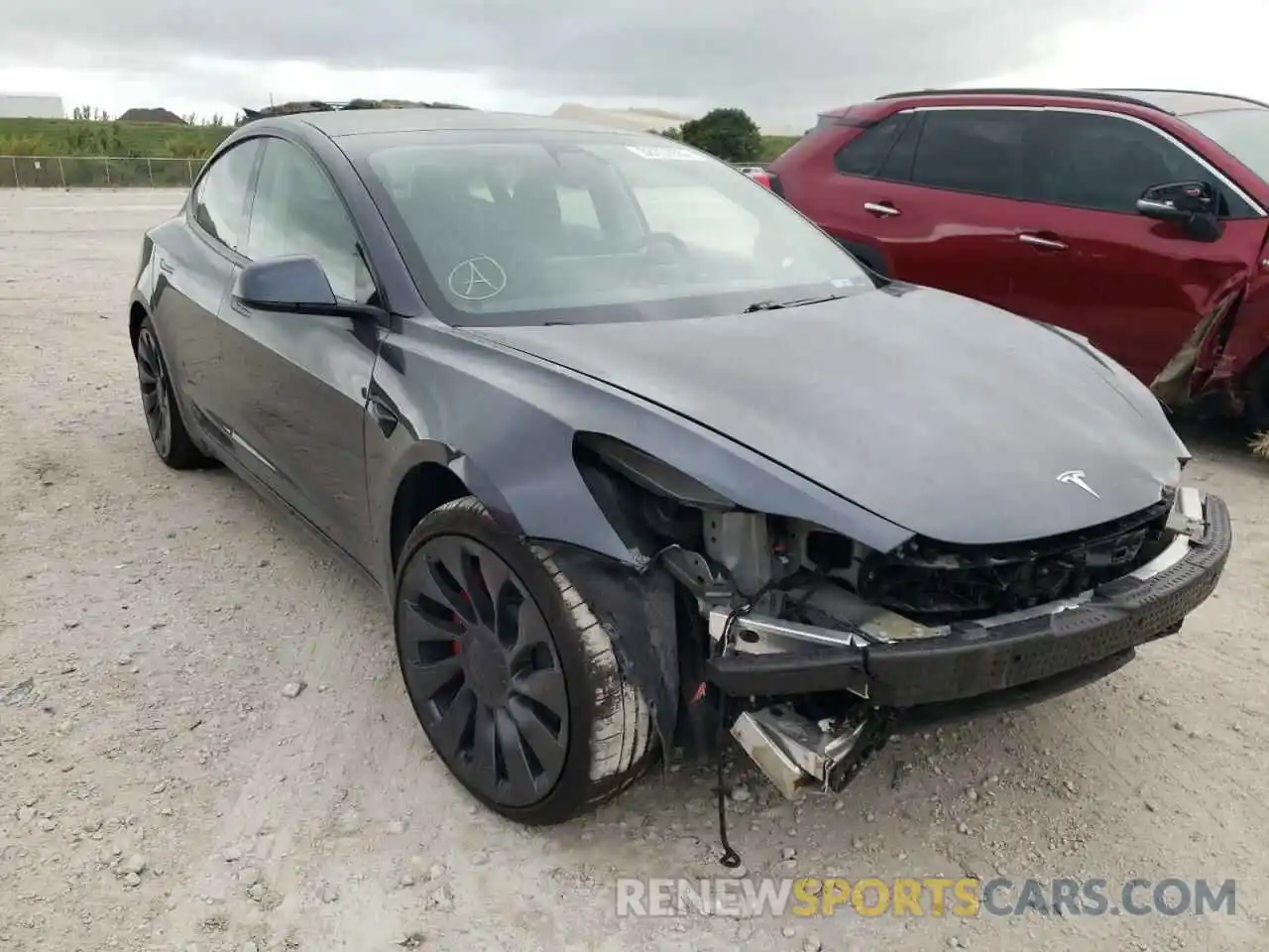 1 Photograph of a damaged car 5YJ3E1EC4MF030181 TESLA MODEL 3 2021