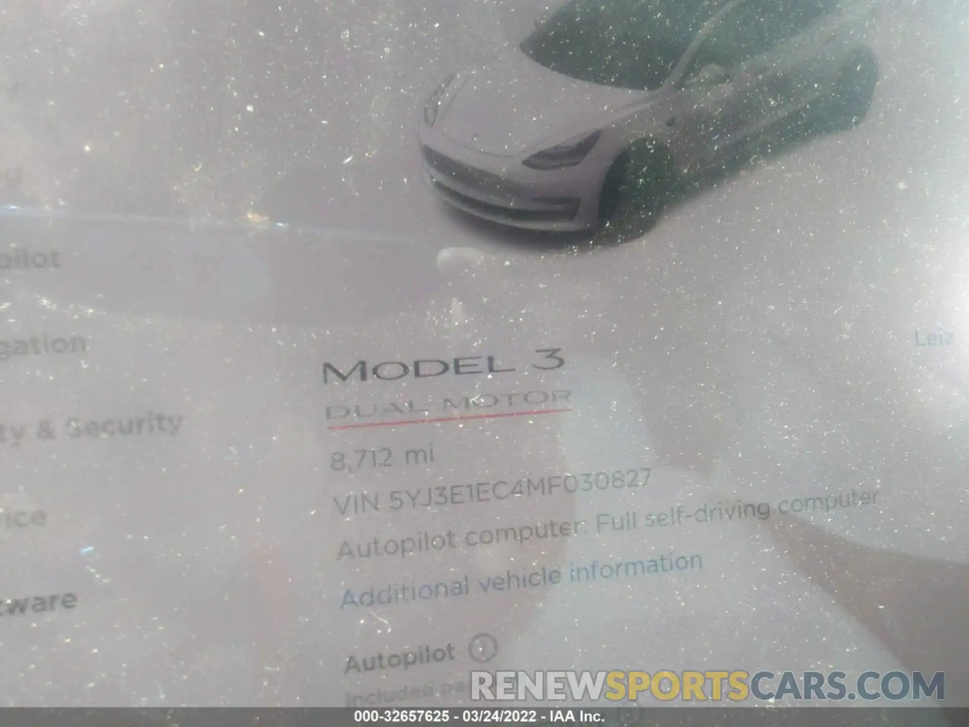 7 Photograph of a damaged car 5YJ3E1EC4MF030827 TESLA MODEL 3 2021