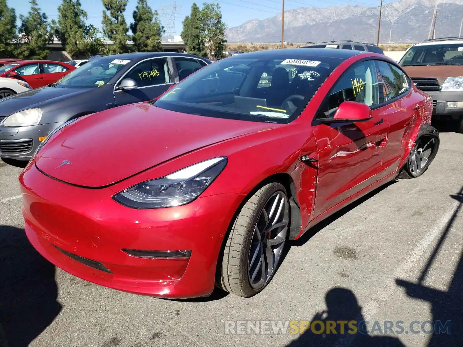 2 Photograph of a damaged car 5YJ3E1EC4MF074360 TESLA MODEL 3 2021