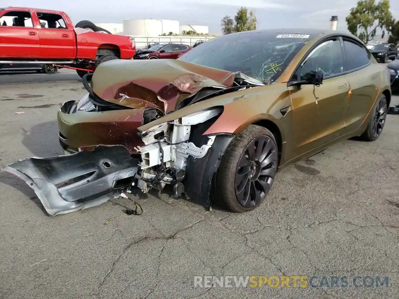 2 Photograph of a damaged car 5YJ3E1EC4MF870543 TESLA MODEL 3 2021