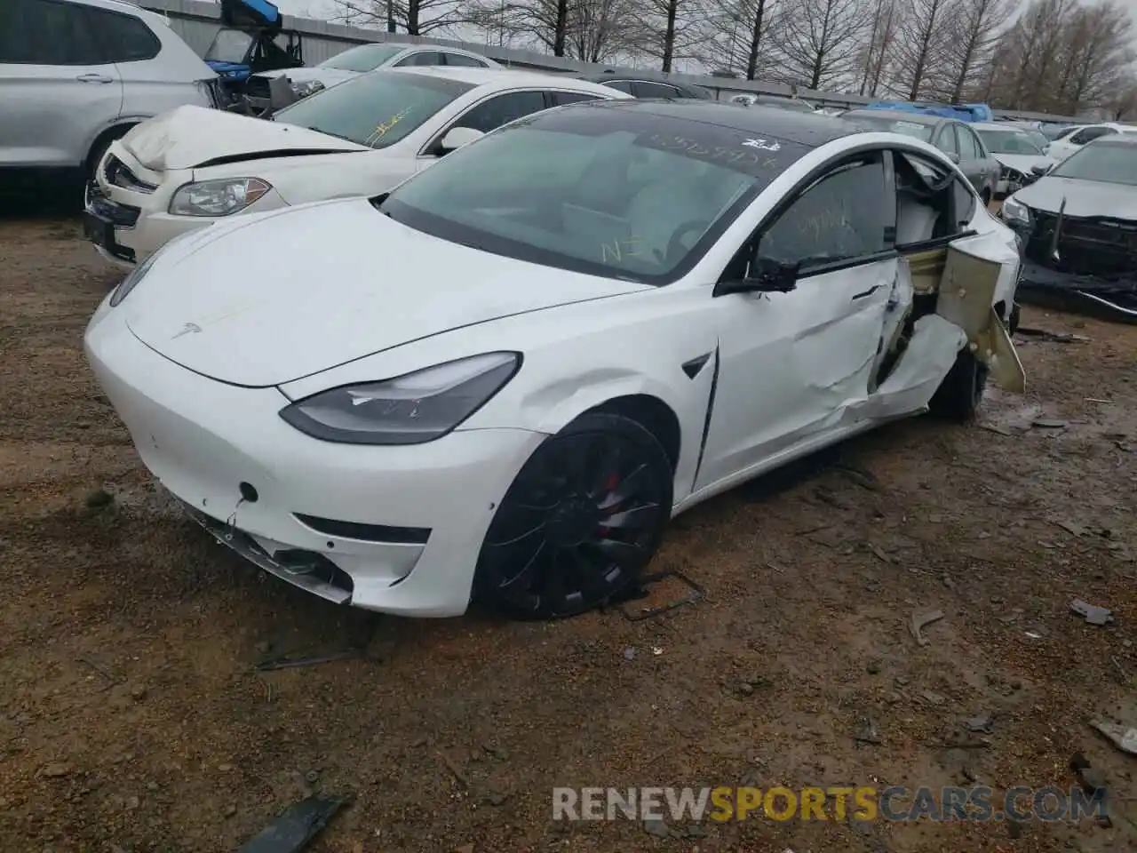 2 Photograph of a damaged car 5YJ3E1EC5MF044638 TESLA MODEL 3 2021