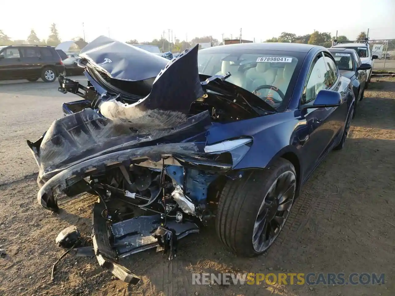 2 Photograph of a damaged car 5YJ3E1EC5MF076280 TESLA MODEL 3 2021