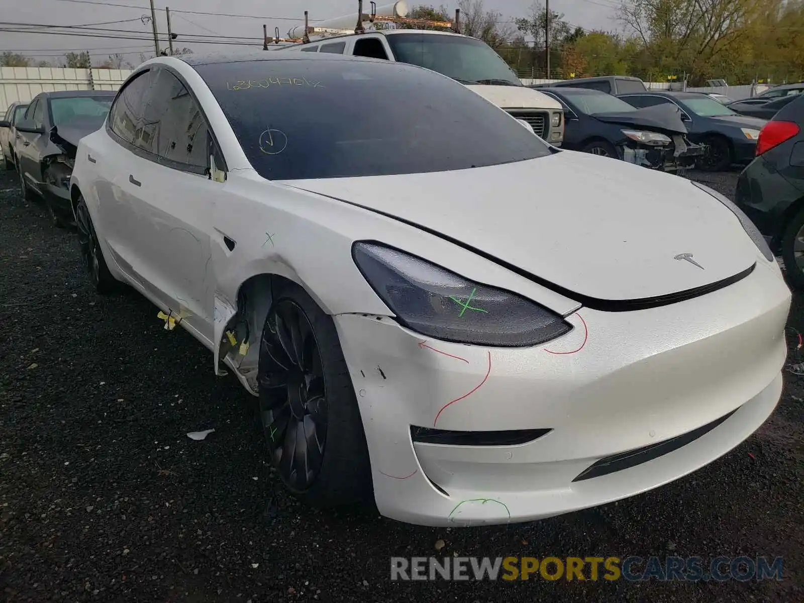 1 Photograph of a damaged car 5YJ3E1EC6MF020378 TESLA MODEL 3 2021