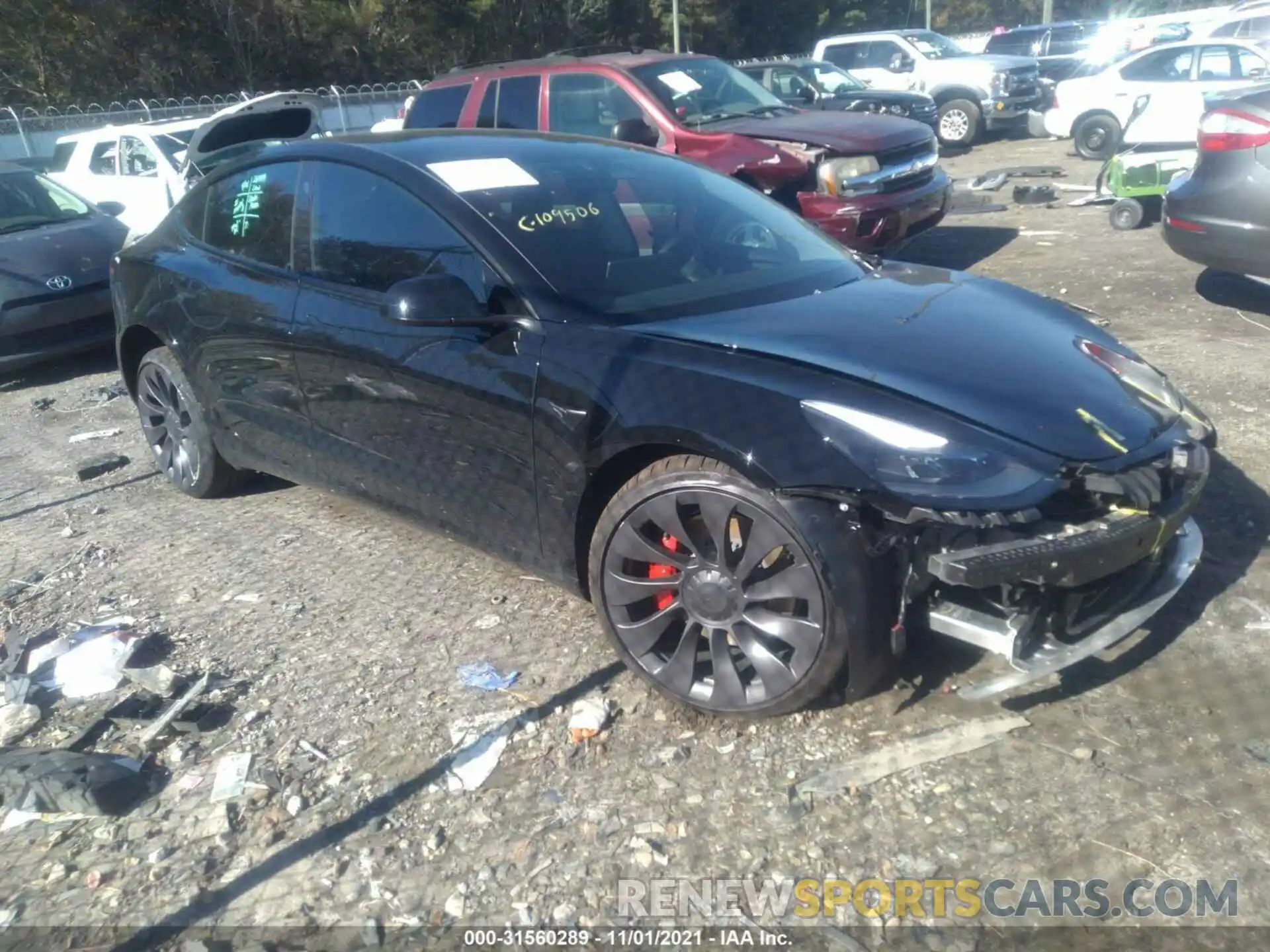 1 Photograph of a damaged car 5YJ3E1EC6MF992353 TESLA MODEL 3 2021