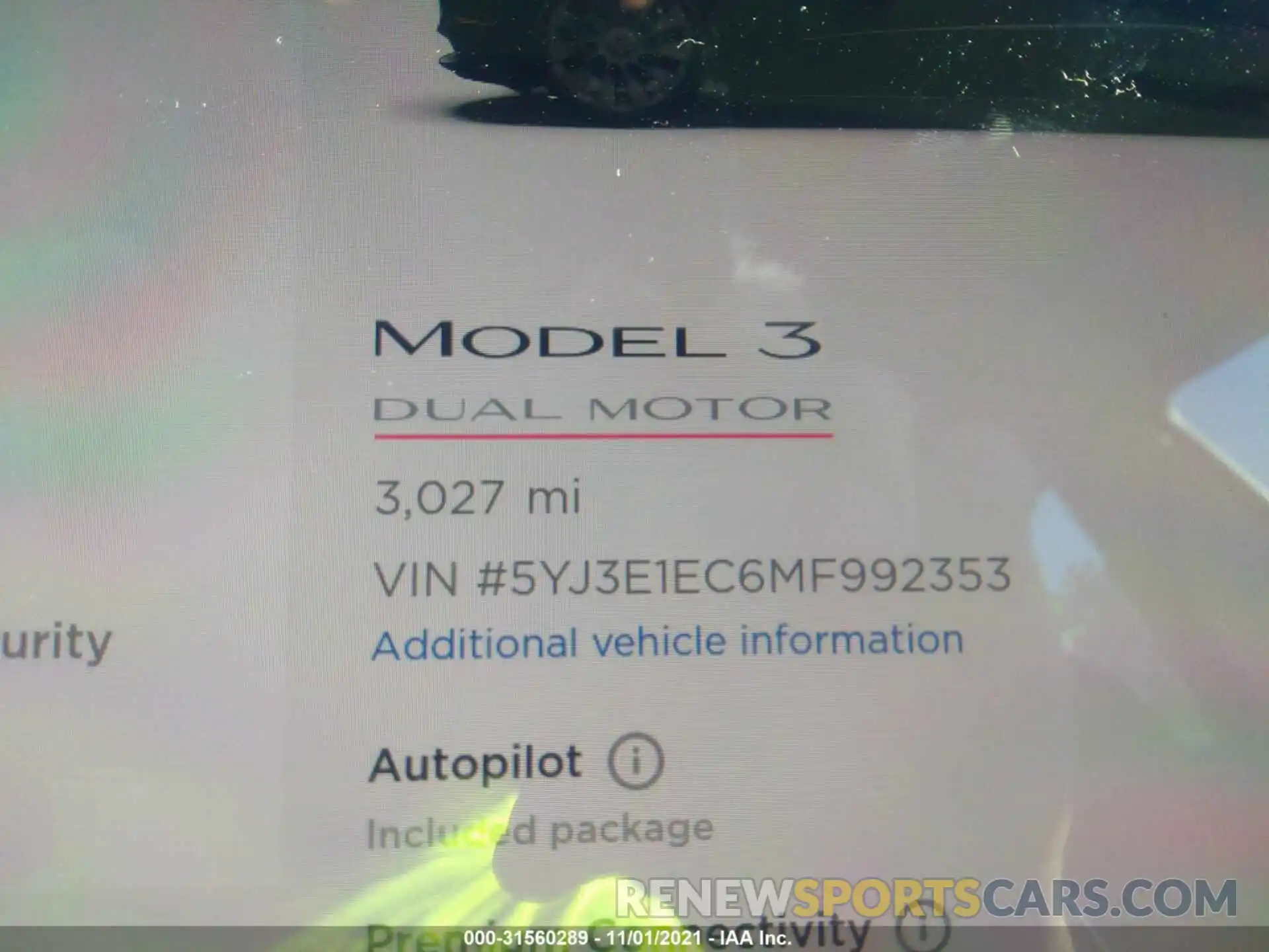 7 Фотография поврежденного автомобиля 5YJ3E1EC6MF992353 TESLA MODEL 3 2021