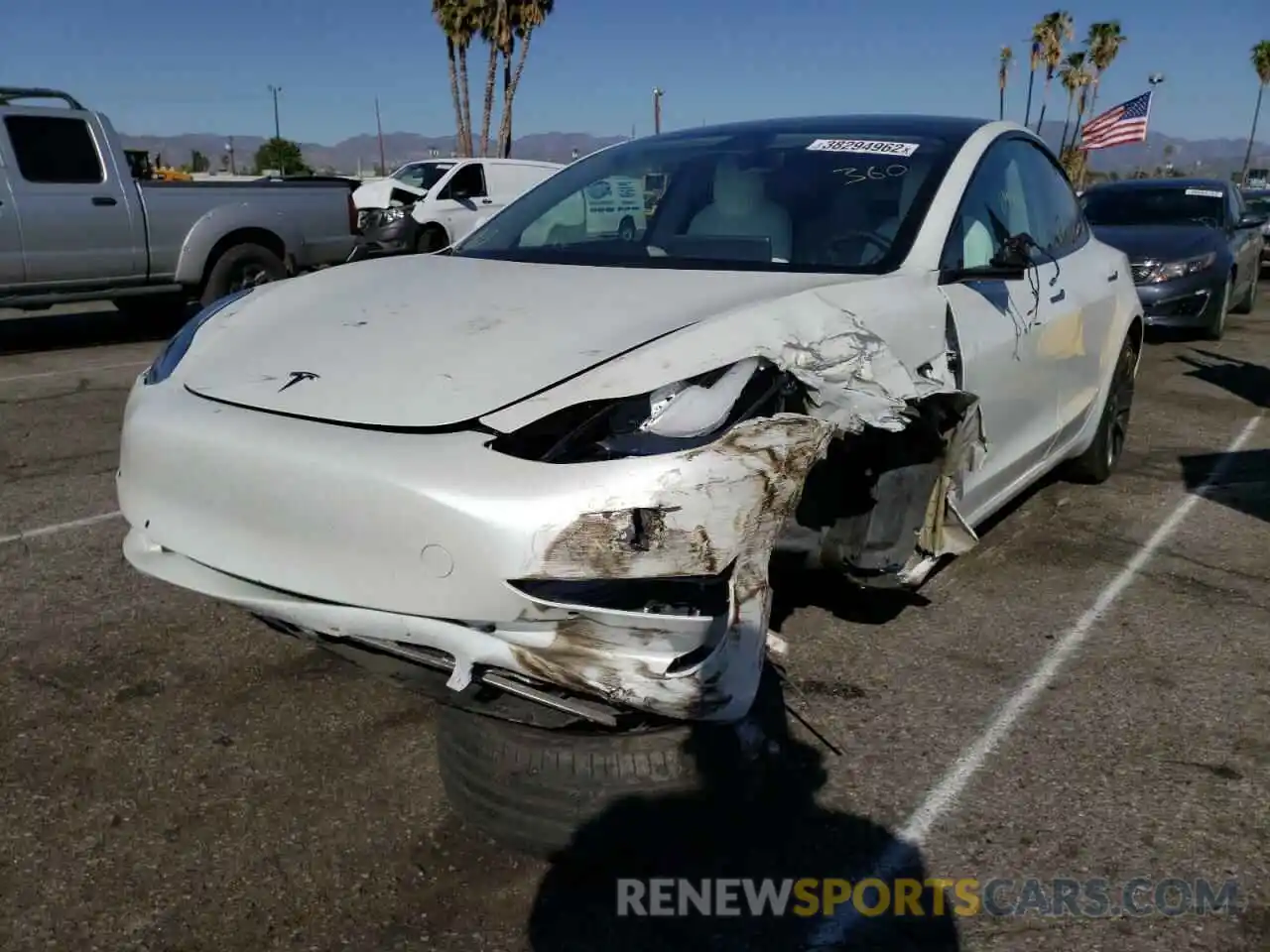 2 Photograph of a damaged car 5YJ3E1EC7MF995634 TESLA MODEL 3 2021