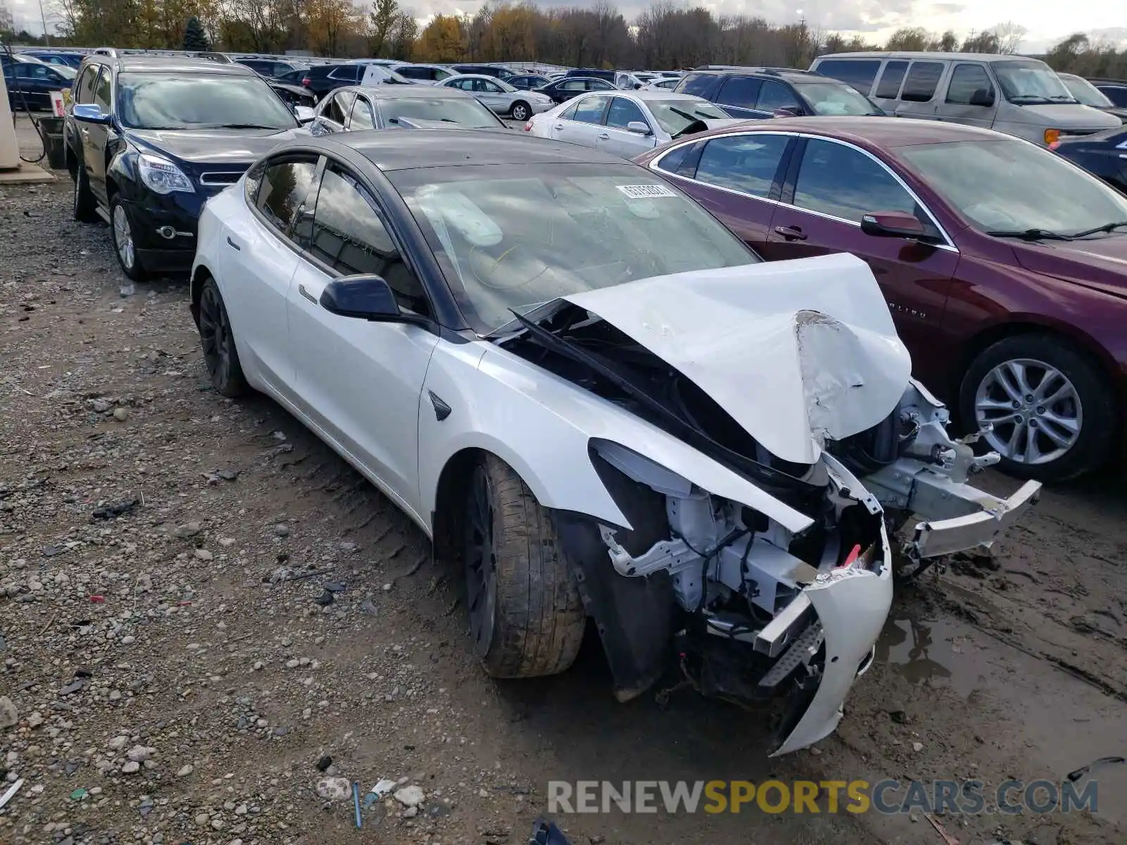 1 Photograph of a damaged car 5YJ3E1EC8MF919291 TESLA MODEL 3 2021