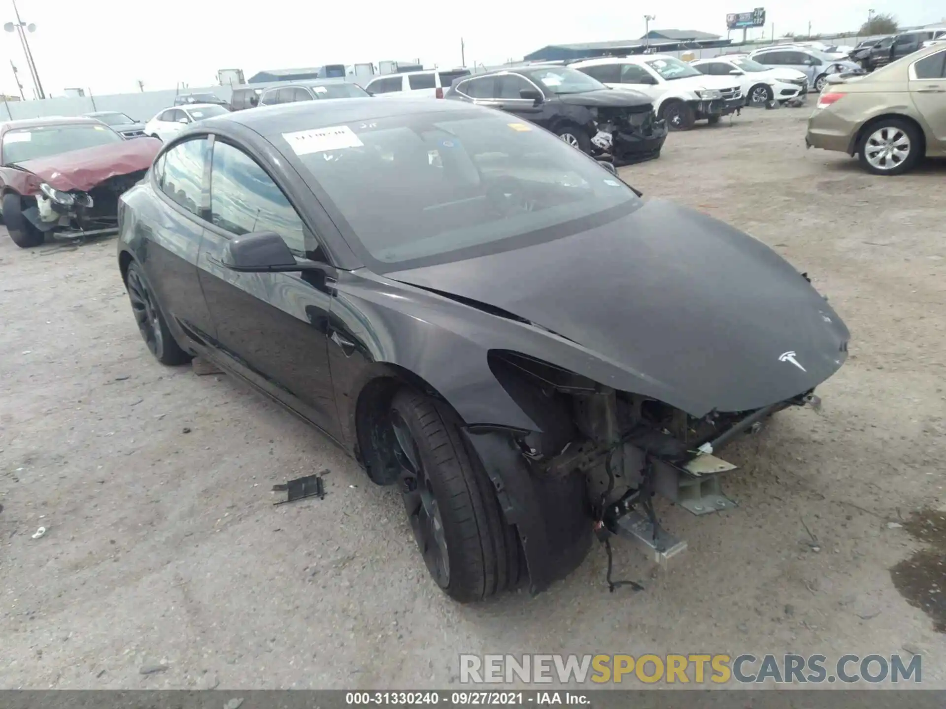 1 Photograph of a damaged car 5YJ3E1EC8MF976008 TESLA MODEL 3 2021