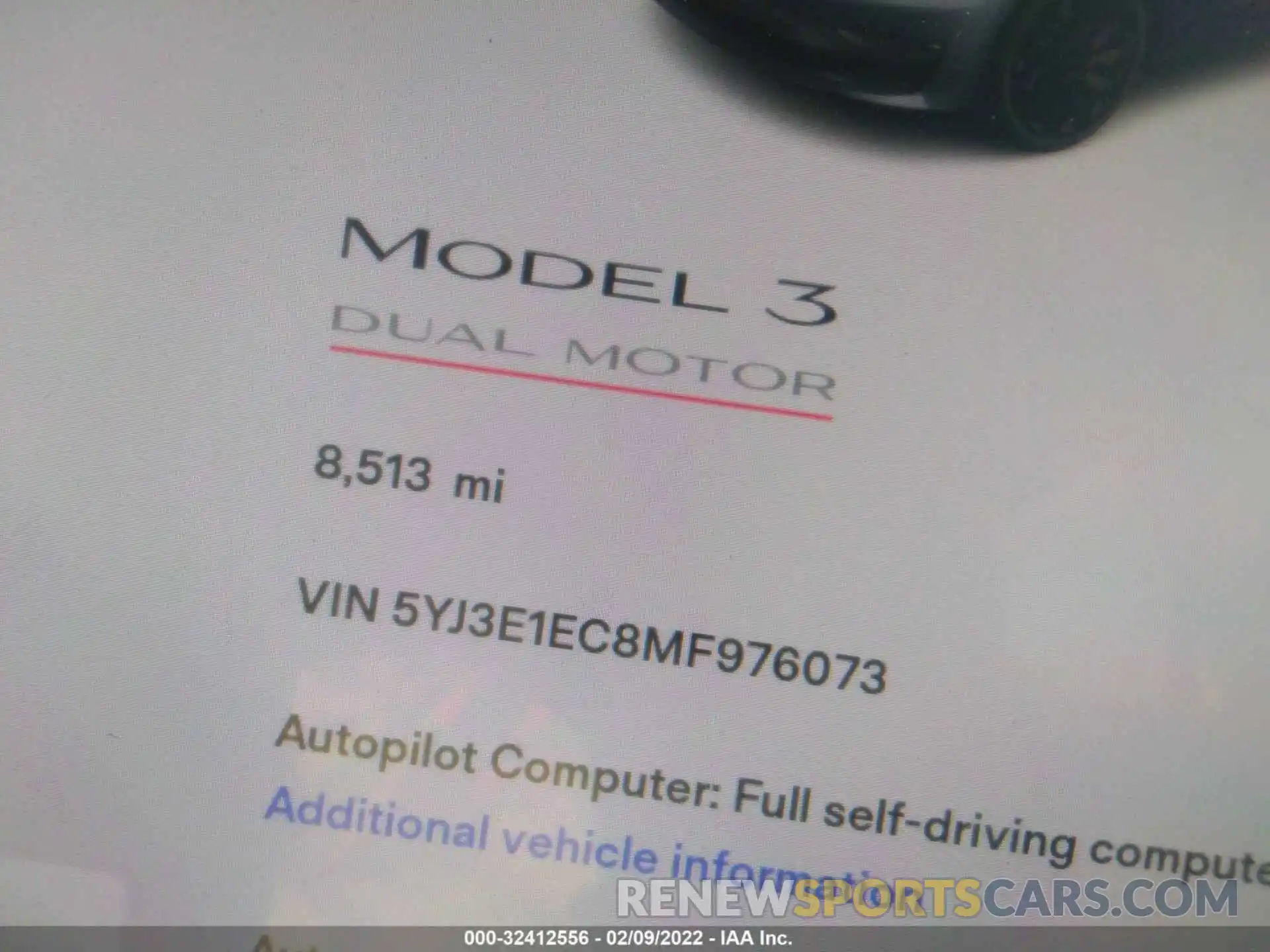 7 Photograph of a damaged car 5YJ3E1EC8MF976073 TESLA MODEL 3 2021