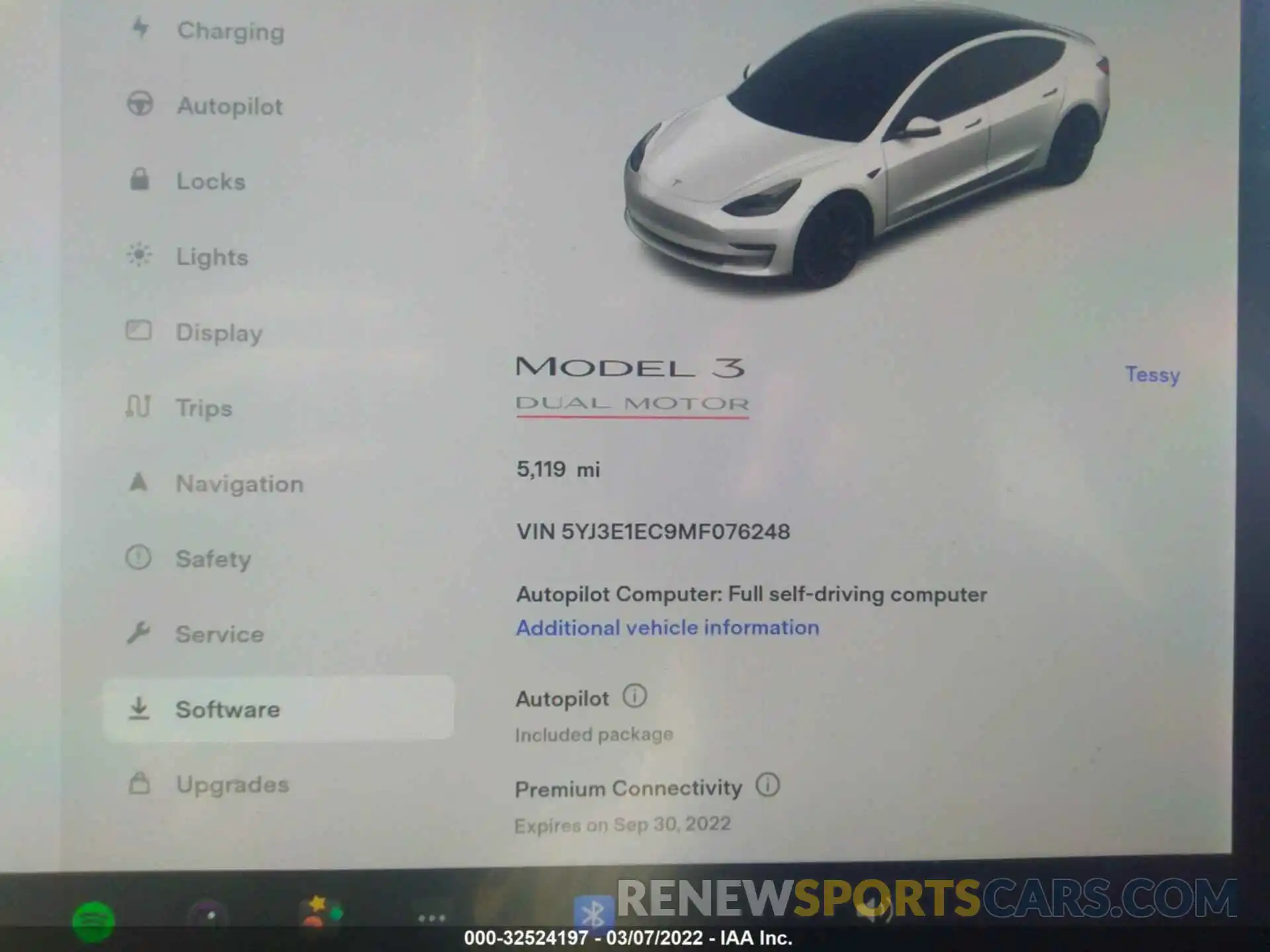 7 Фотография поврежденного автомобиля 5YJ3E1EC9MF076248 TESLA MODEL 3 2021