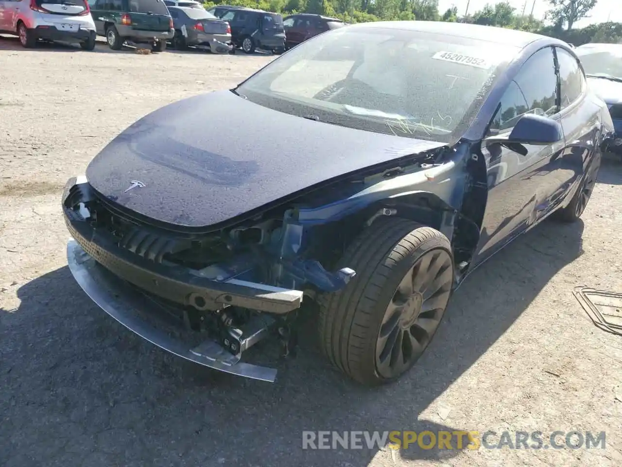 2 Photograph of a damaged car 5YJ3E1ECXMF028287 TESLA MODEL 3 2021