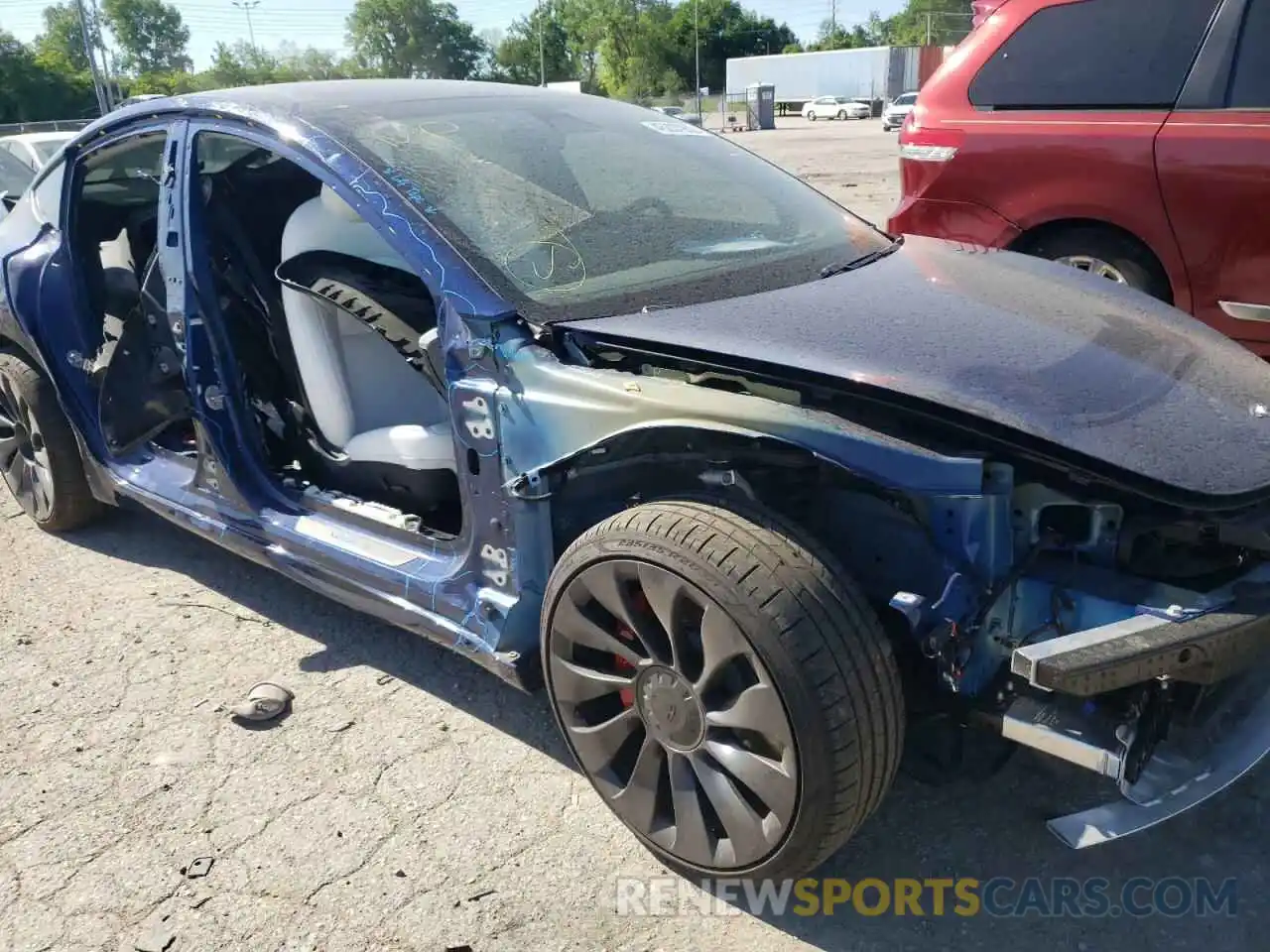 9 Photograph of a damaged car 5YJ3E1ECXMF028287 TESLA MODEL 3 2021