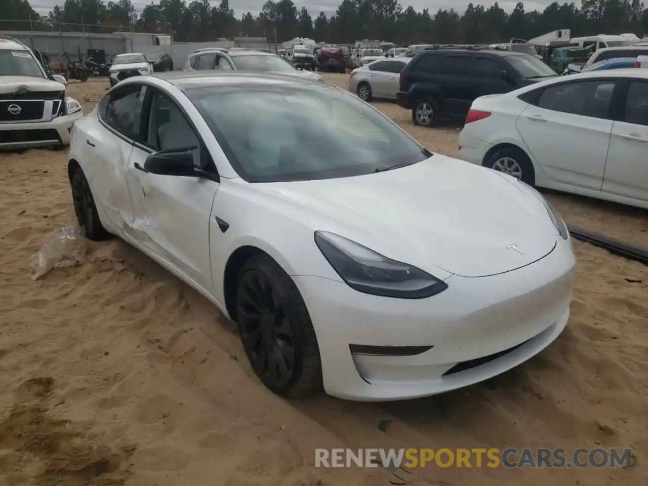 1 Photograph of a damaged car 5YJ3E1ECXMF035515 TESLA MODEL 3 2021