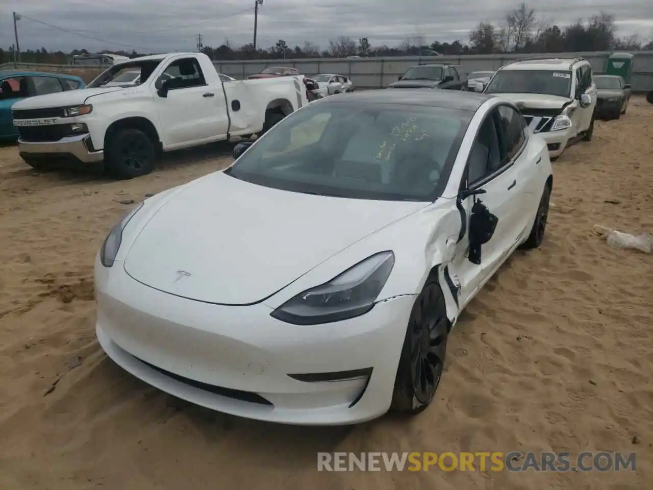 2 Photograph of a damaged car 5YJ3E1ECXMF035515 TESLA MODEL 3 2021